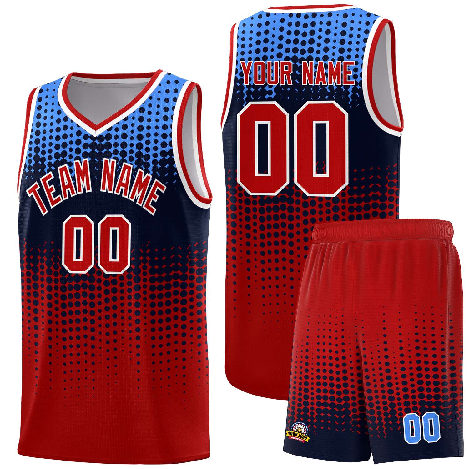 Custom Red Gradient Dots Design Pattern Sports Uniform Basketball Jersey