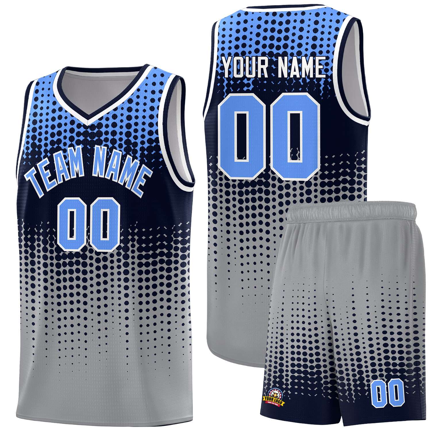 Custom Gray Gradient Dots Design Pattern Sports Uniform Basketball Jersey