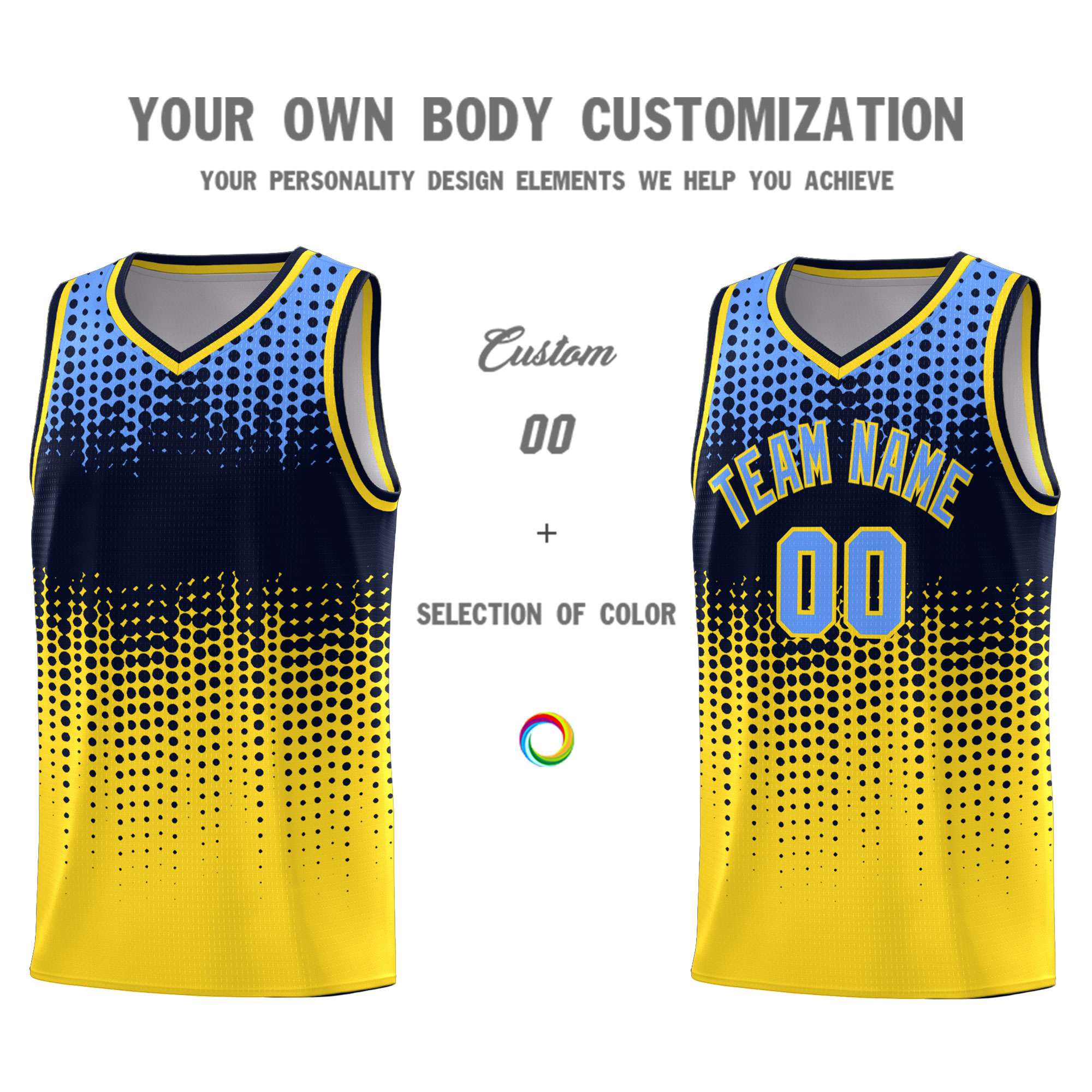 Custom Gold Gradient Dots Design Pattern Sports Uniform Basketball Jersey