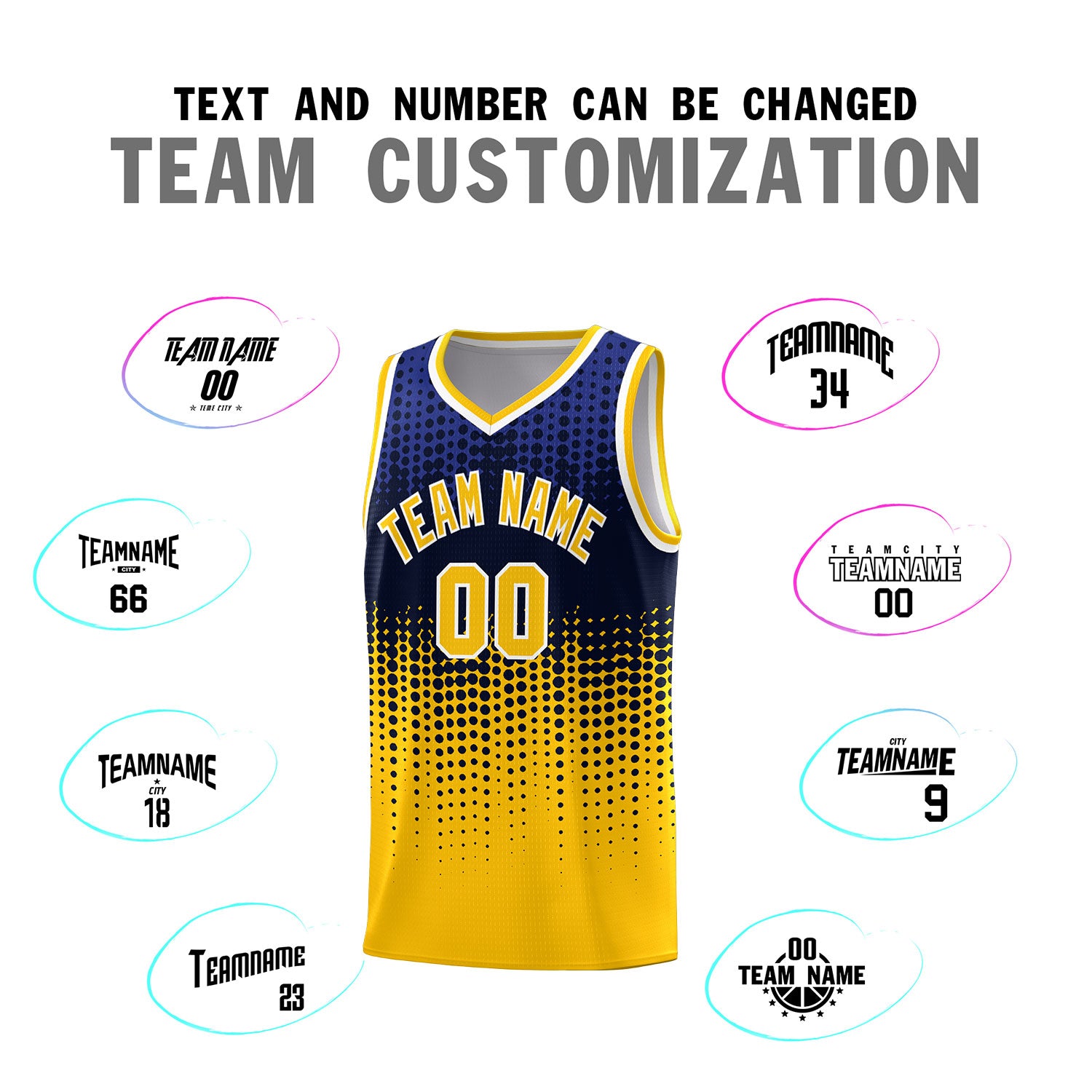 Custom Yellow Gradient Dots Design Pattern Sports Uniform Basketball Jersey