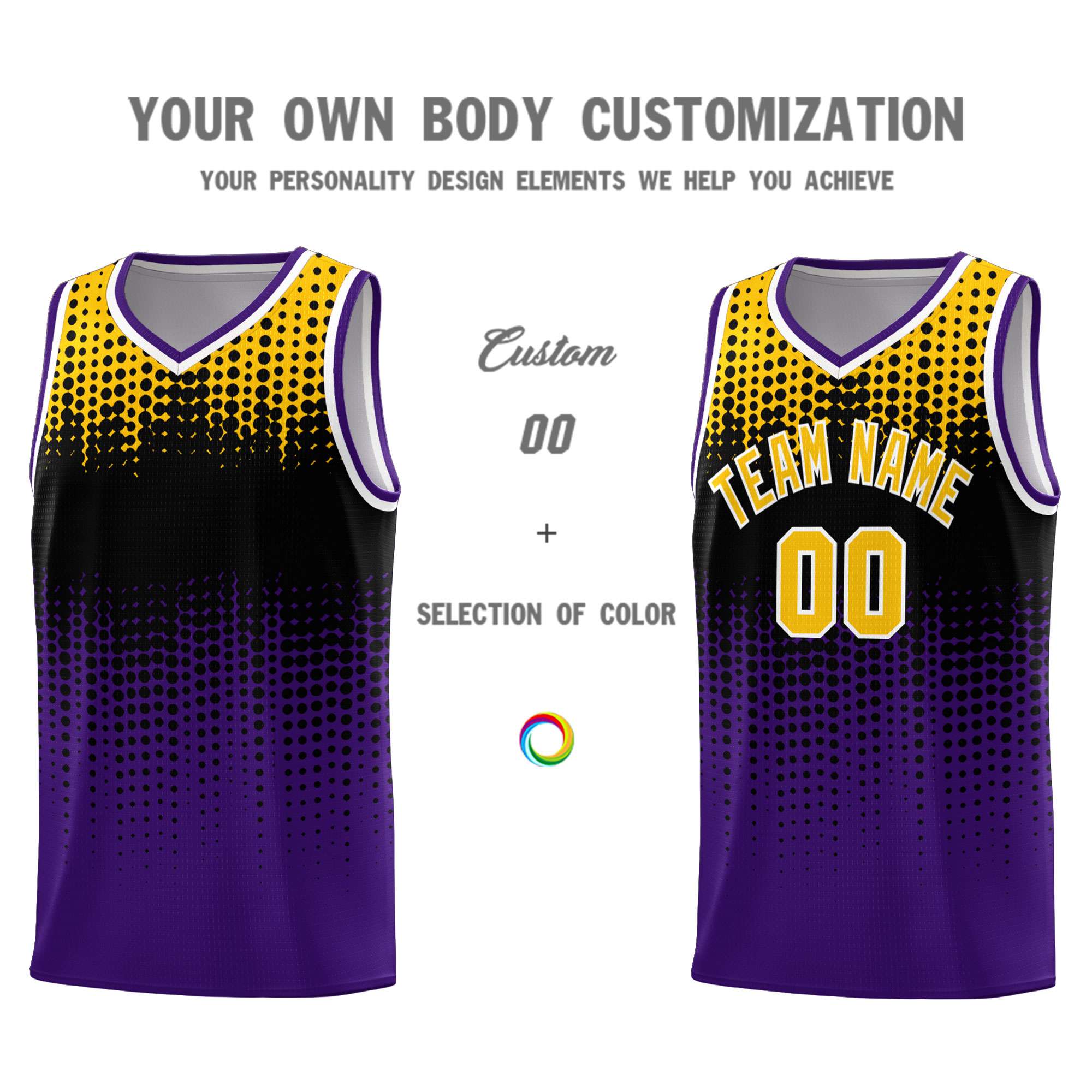 Custom Purple Gradient Dots Design Pattern Sports Uniform Basketball Jersey
