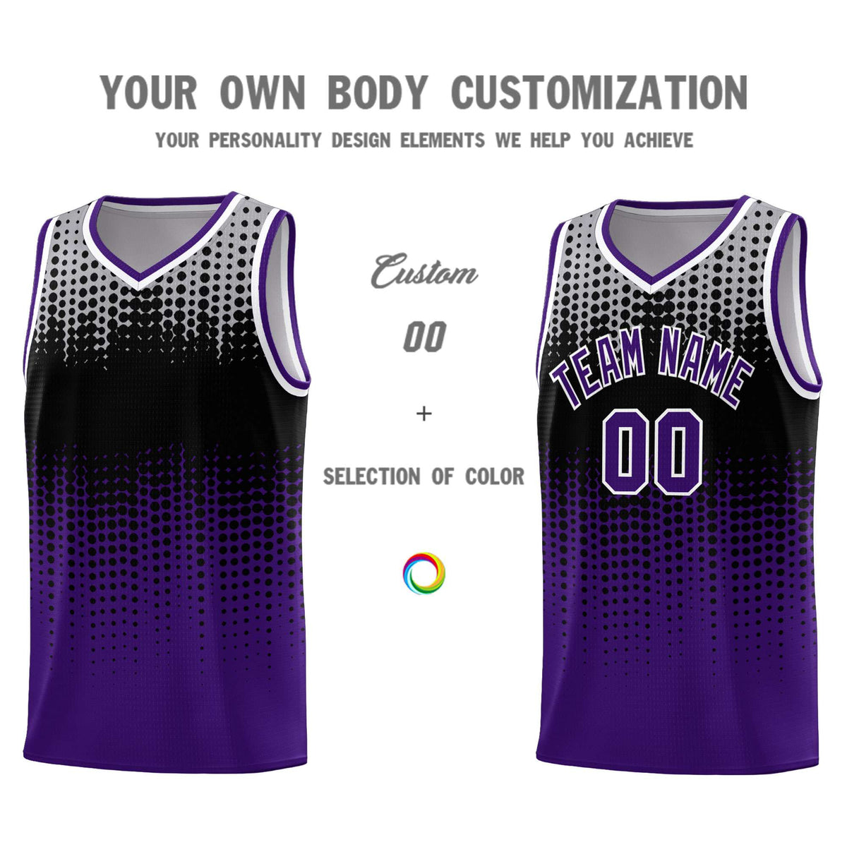 Custom Purple Gradient Dots Design Pattern Sports Uniform Basketball Jersey