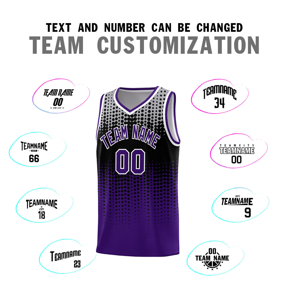 Custom Purple Gradient Dots Design Pattern Sports Uniform Basketball Jersey