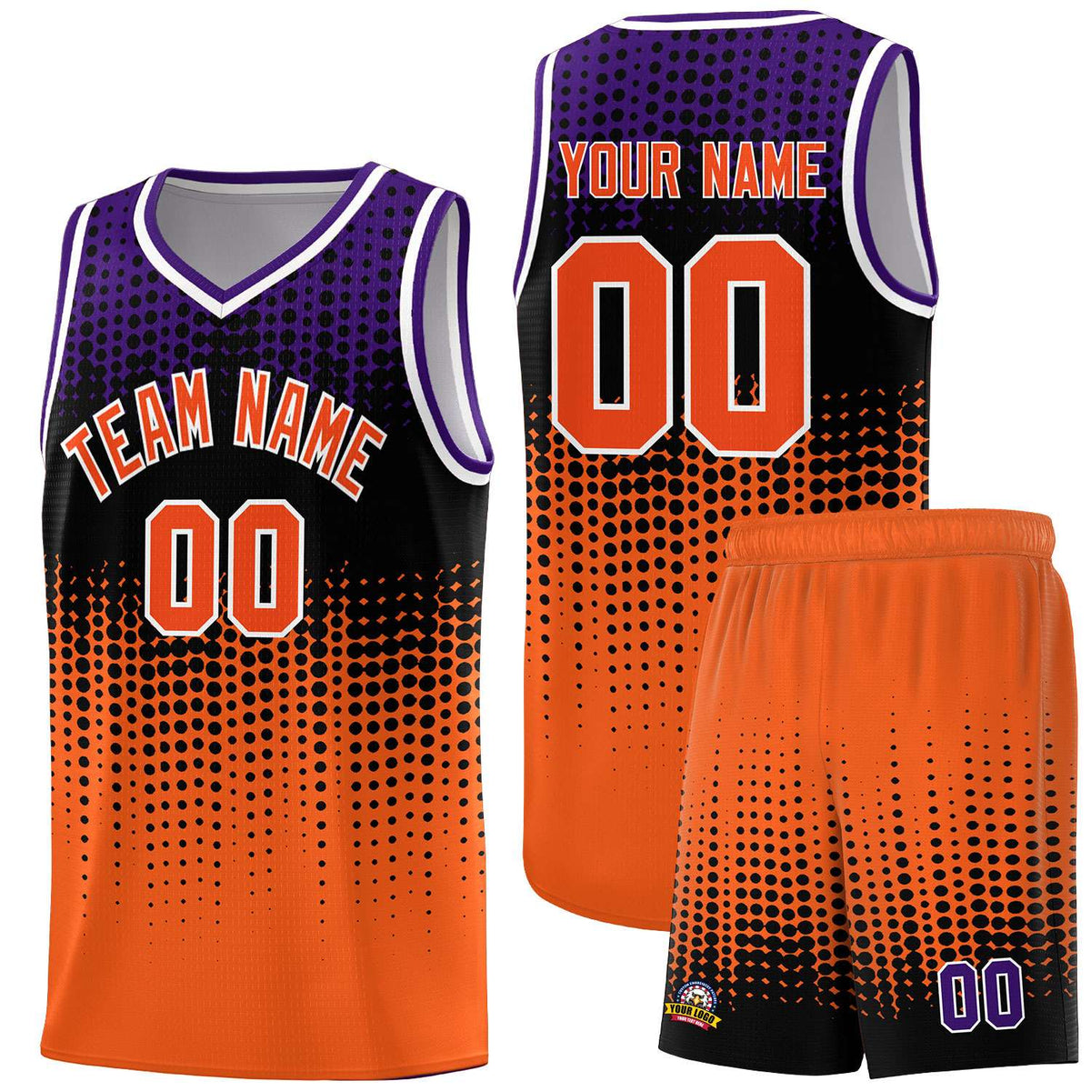 Custom Orange Gradient Dots Design Pattern Sports Uniform Basketball Jersey