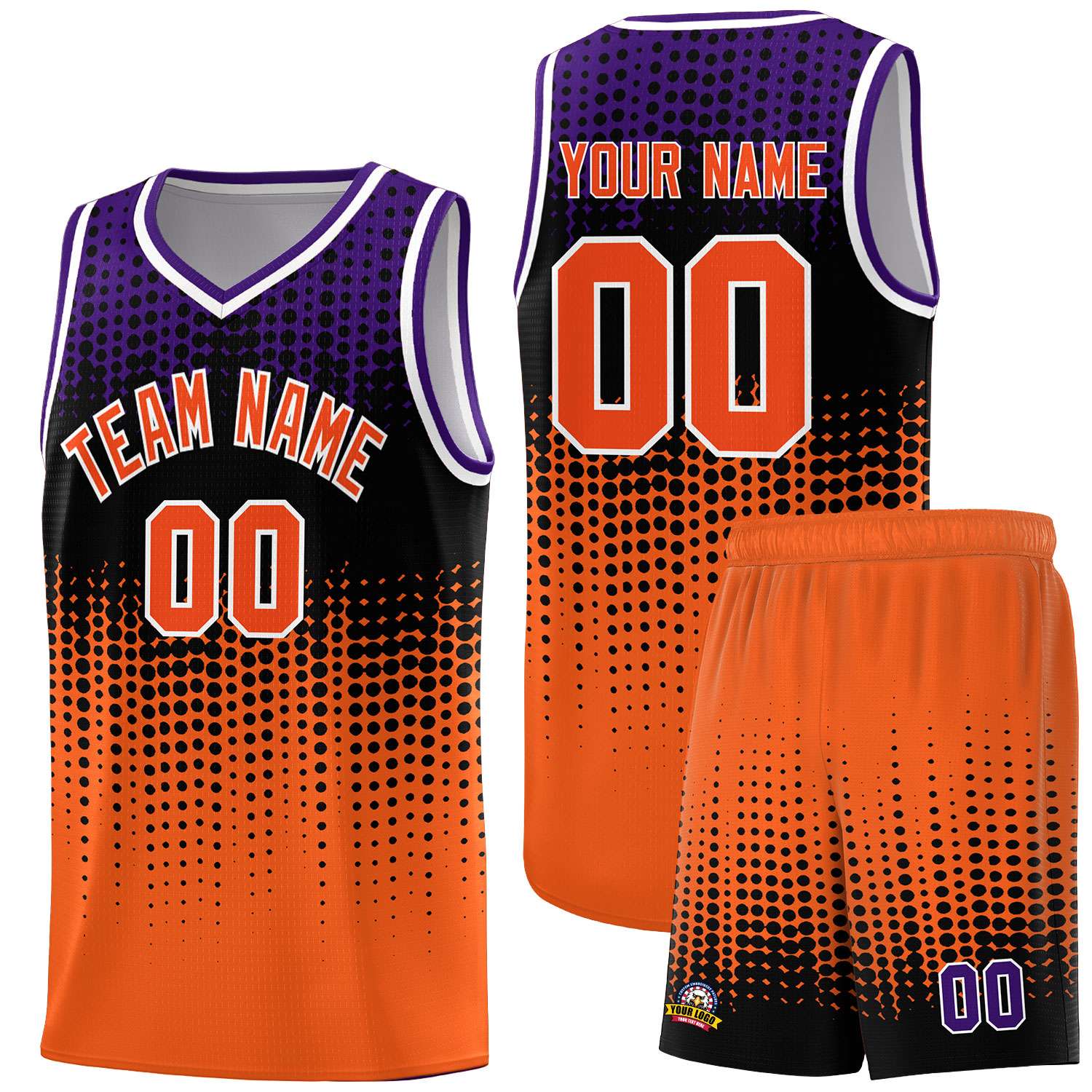Custom Orange Gradient Dots Design Pattern Sports Uniform Basketball Jersey