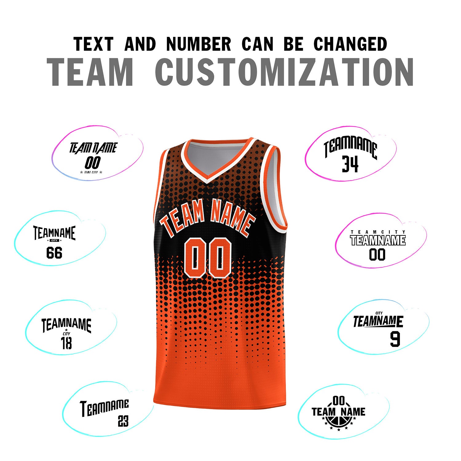 Custom Orange Gradient Dots Design Pattern Sports Uniform Basketball Jersey