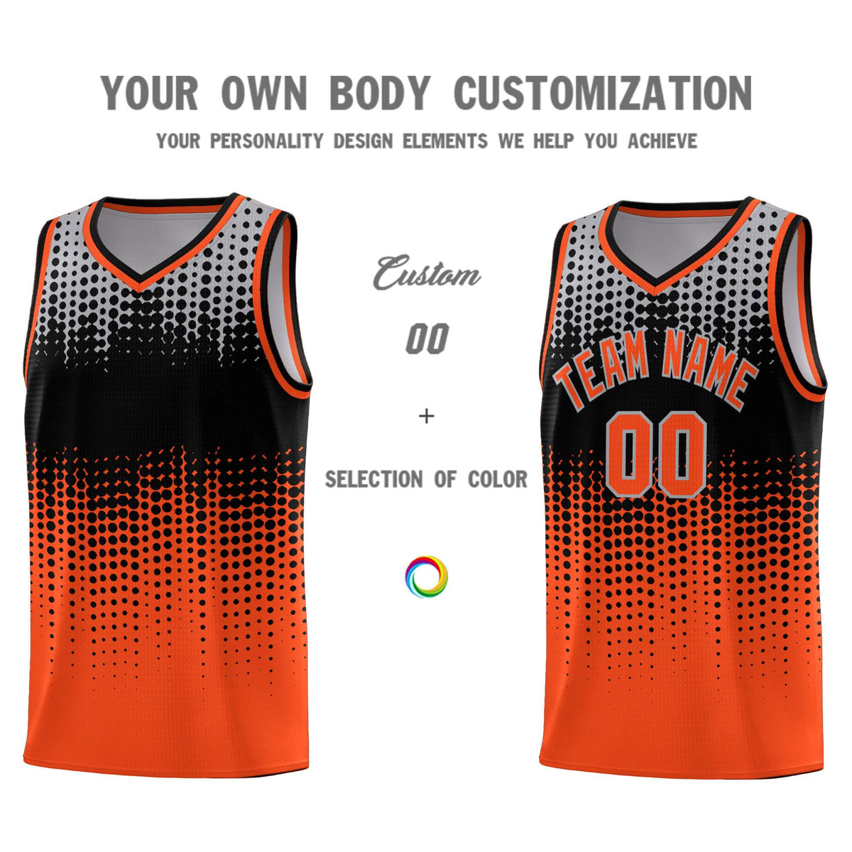 Custom Orange Gradient Dots Design Pattern Sports Uniform Basketball Jersey