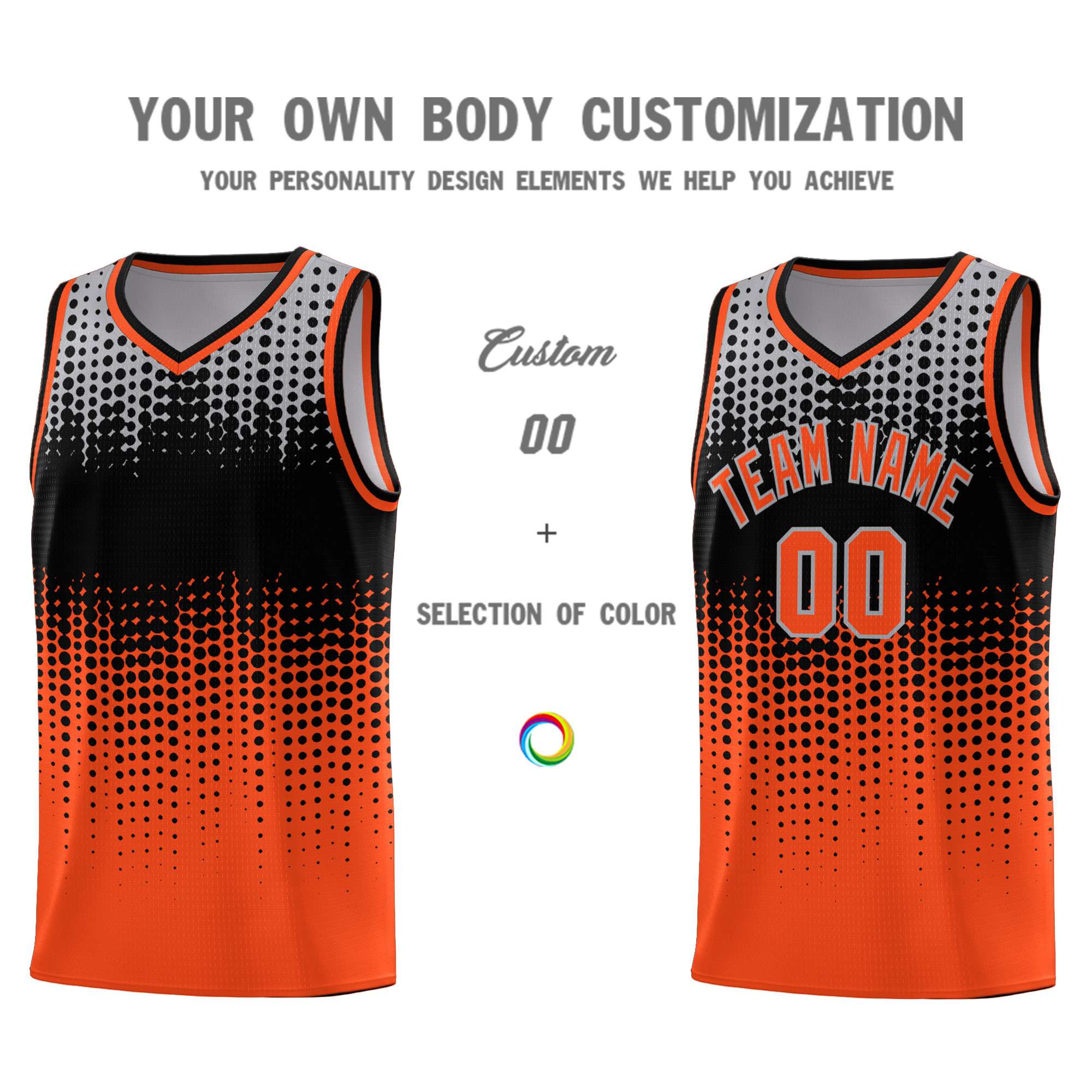 Custom Orange Gradient Dots Design Pattern Sports Uniform Basketball Jersey