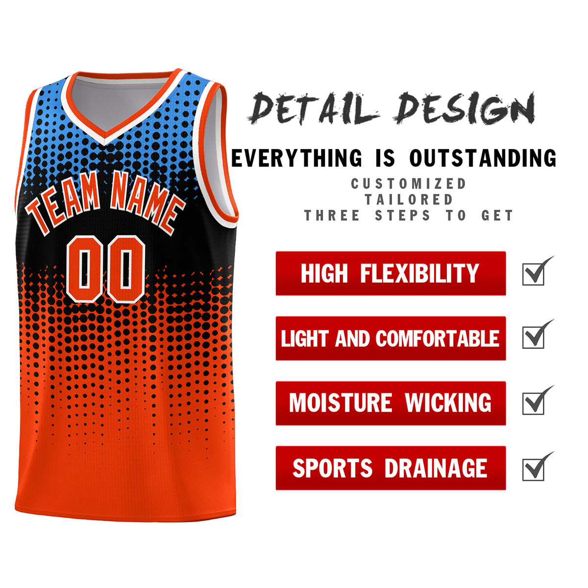 Custom Orange Gradient Dots Design Pattern Sports Uniform Basketball Jersey