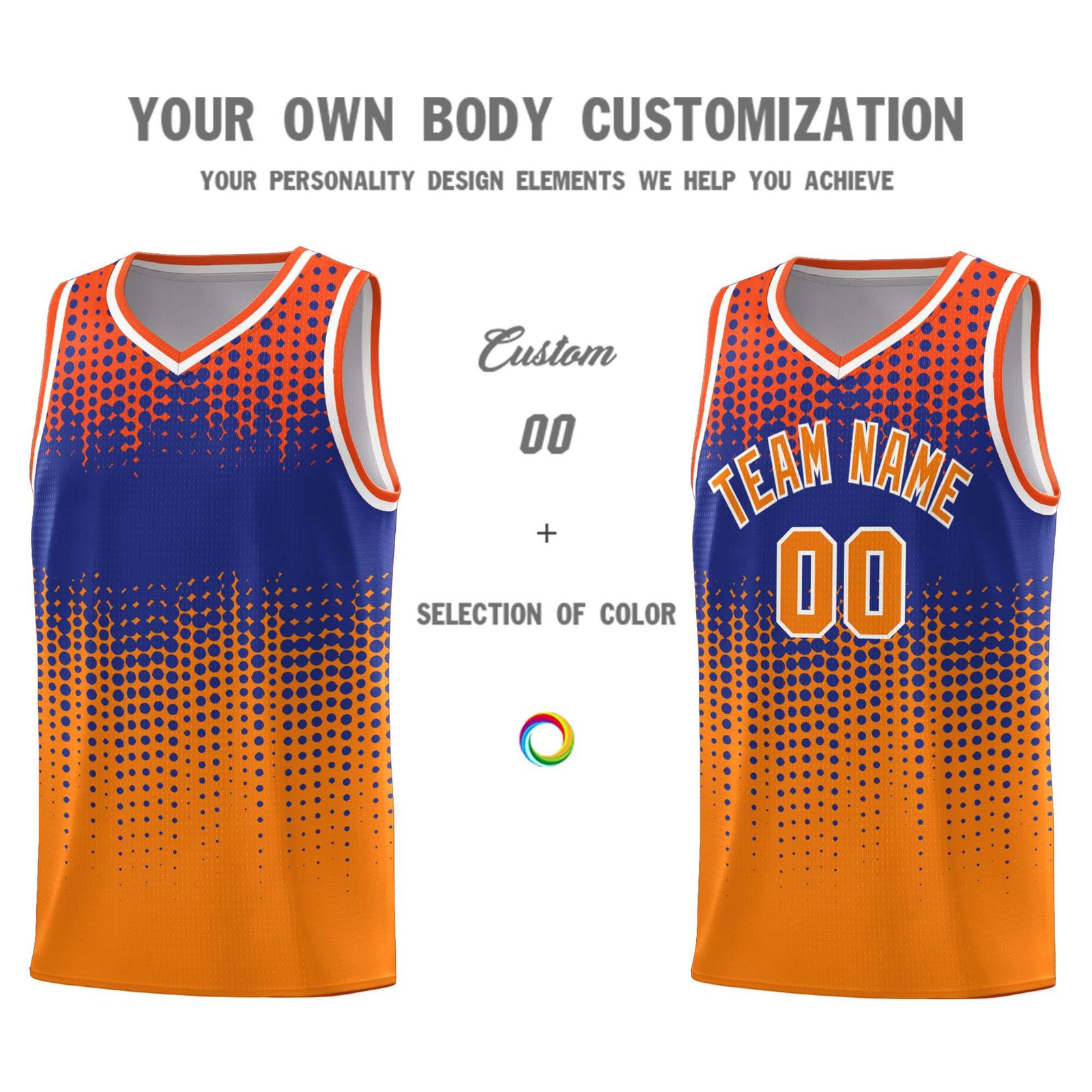 Custom Orange Gradient Dots Design Pattern Sports Uniform Basketball Jersey