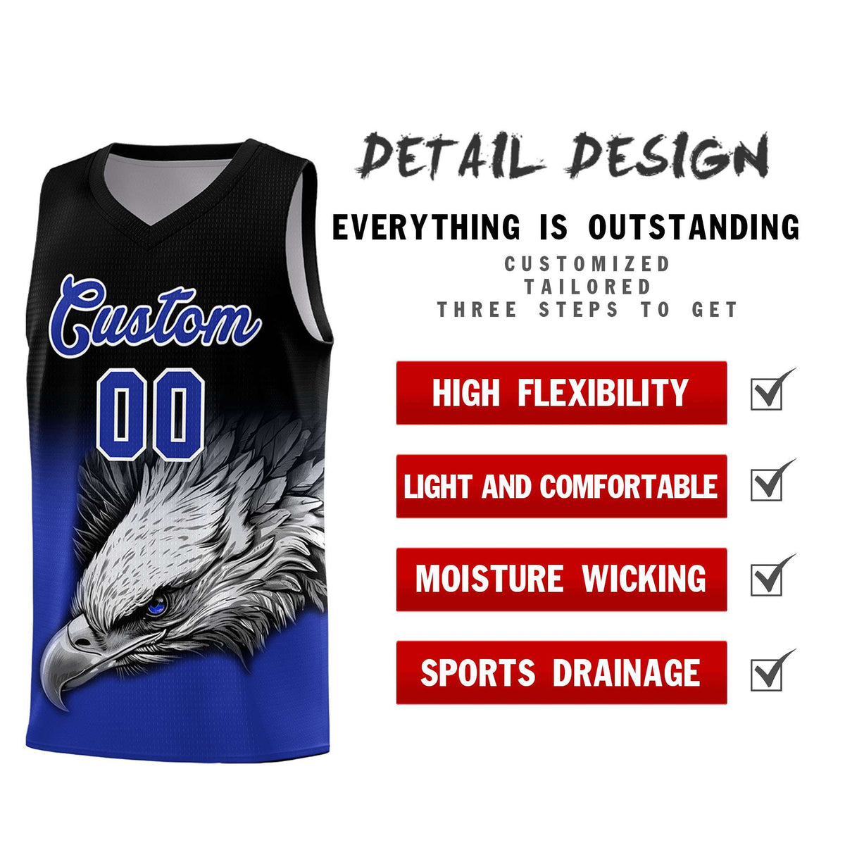 Custom Black Yellow Basketball Kits with Eagle Pattern
