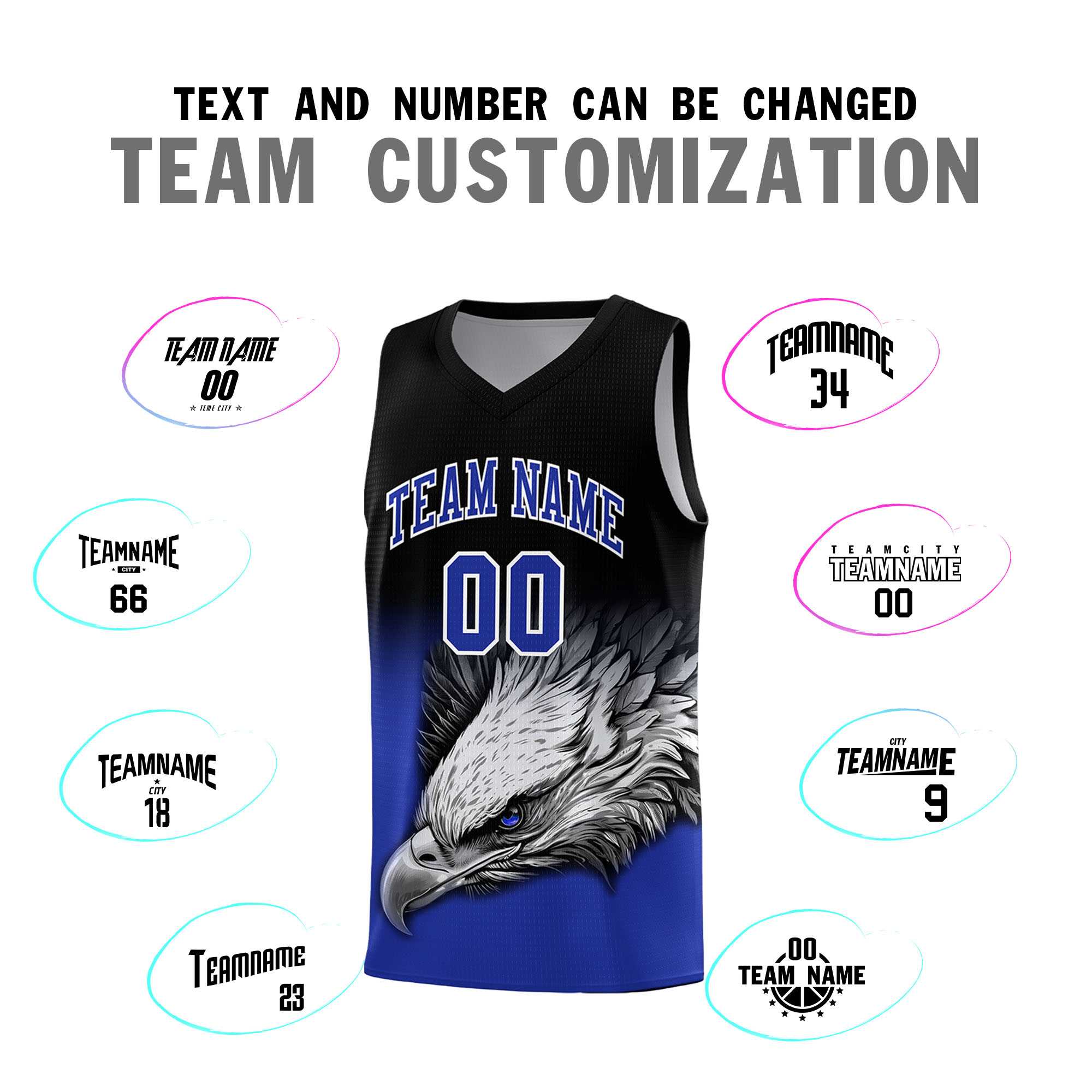 Custom Black Yellow Basketball Kits with Eagle Pattern