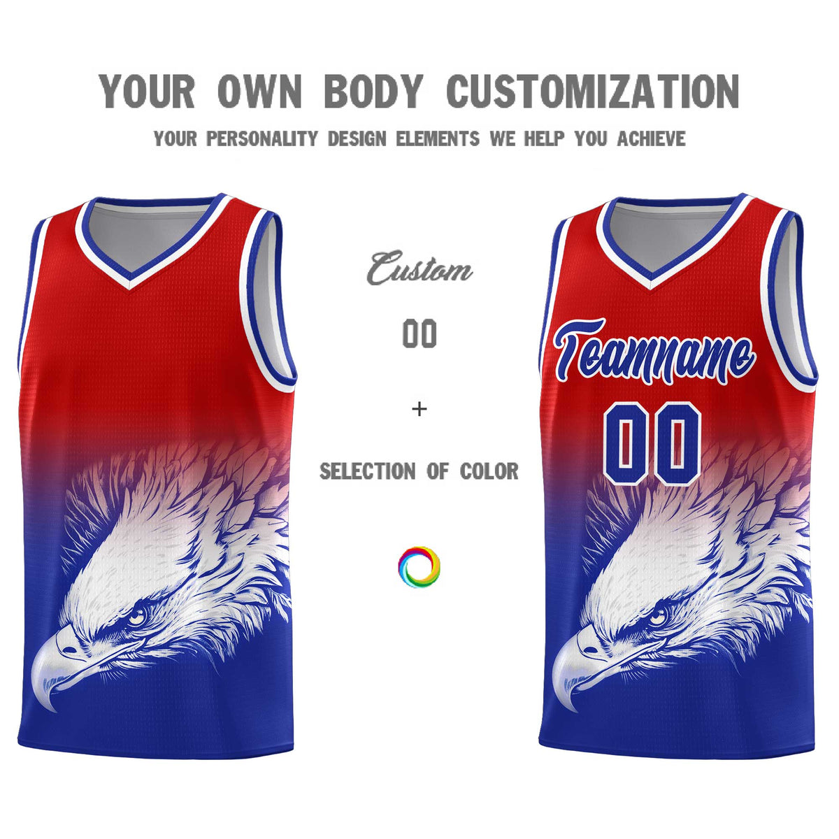 Custom Red Royal Basketball Kits with Eagle Pattern