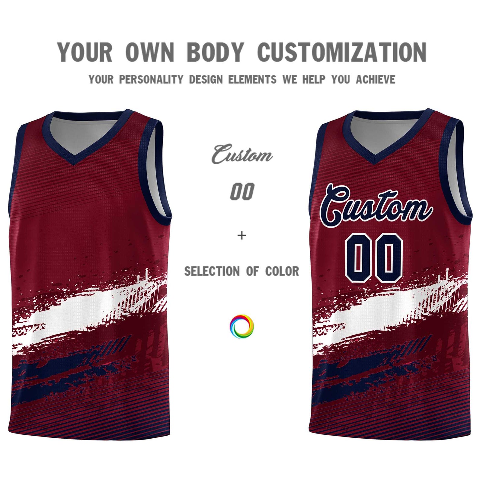 Custom Crimson White and Navy Graffiti Pattern Sports Uniform Basketball Jersey