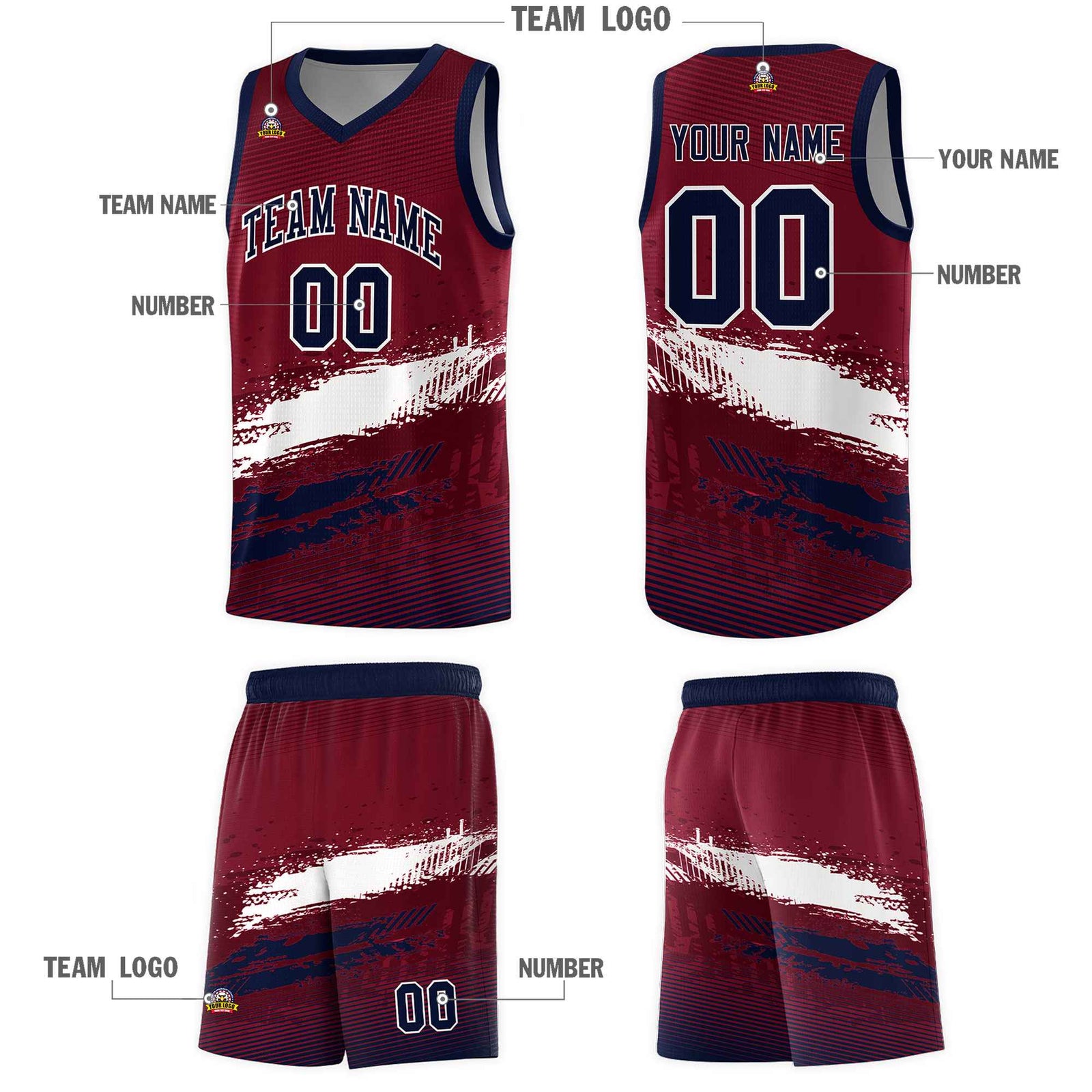 Custom Crimson White and Navy Graffiti Pattern Sports Uniform Basketball Jersey