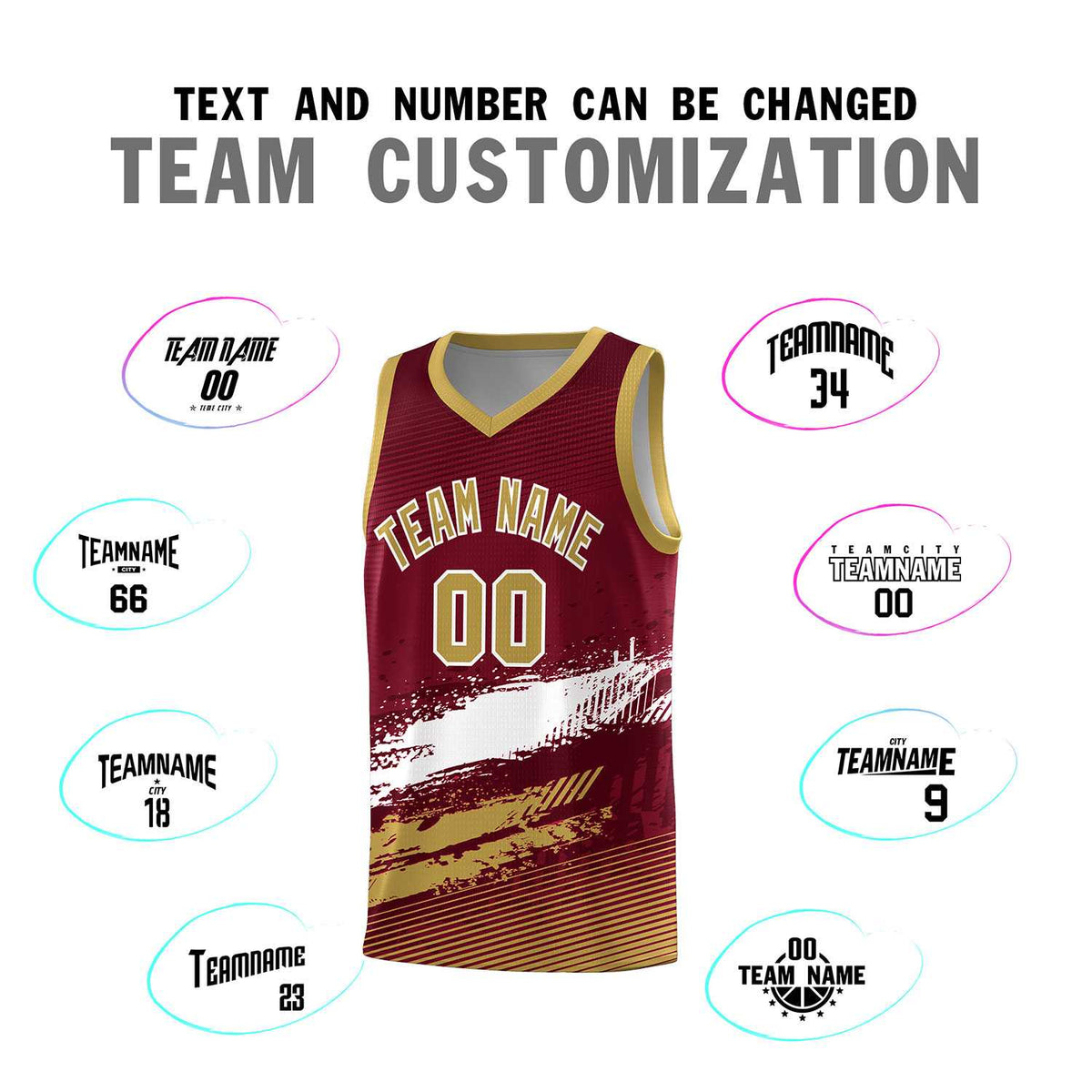 Custom Crimson White and Khaki Graffiti Pattern Sports Uniform Basketball Jersey
