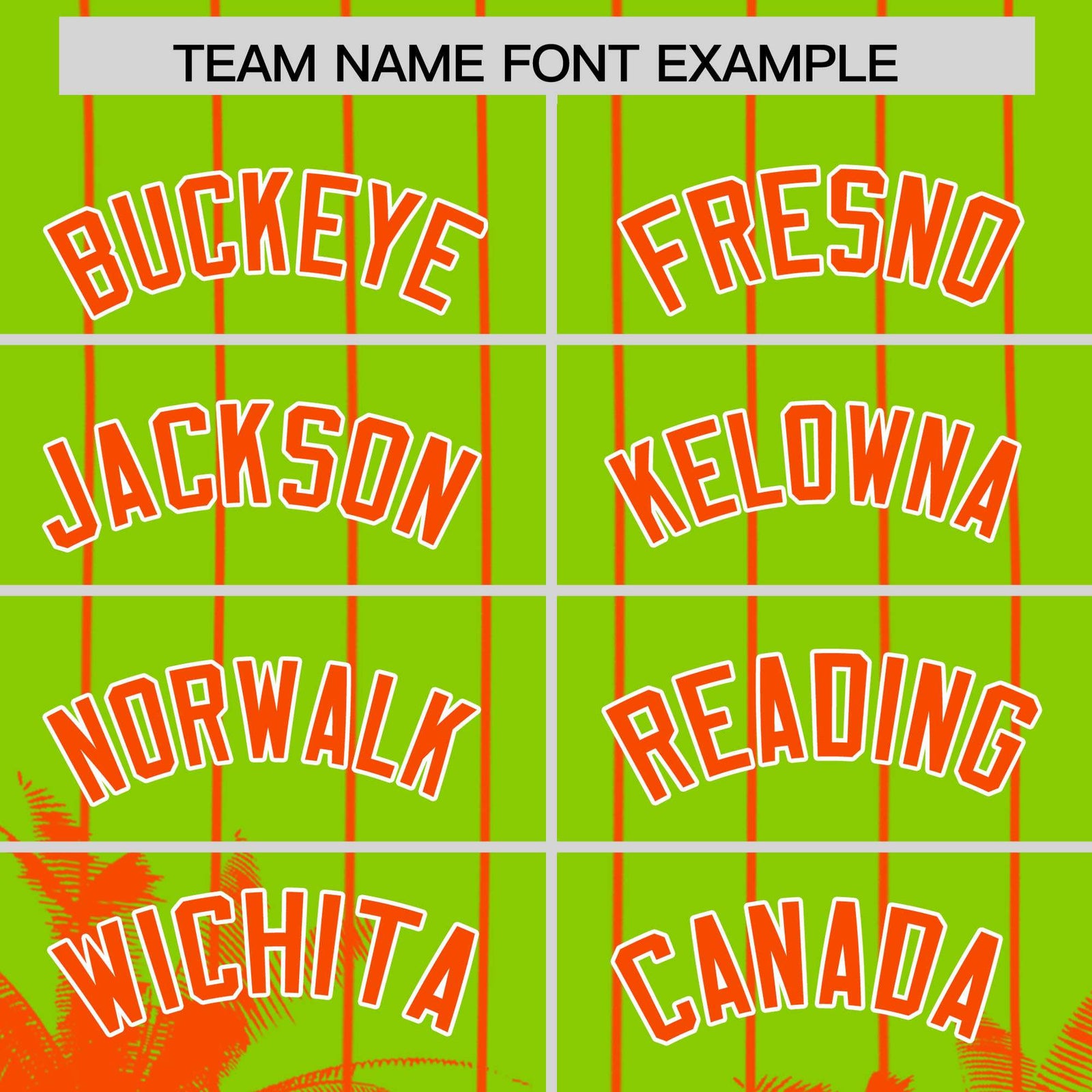 Custom Neon Green Orange Pinstripe Coconut Tree Pattern Authentic Baseball Jersey