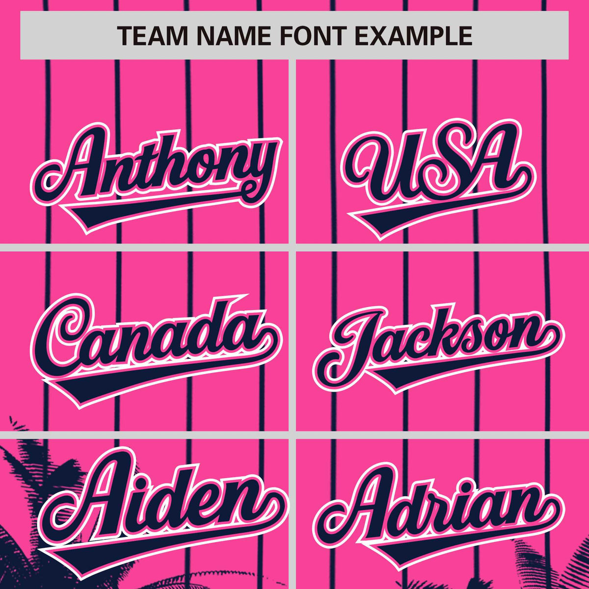 Custom Pink Navy Pinstripe Coconut Tree Pattern Authentic Baseball Jersey