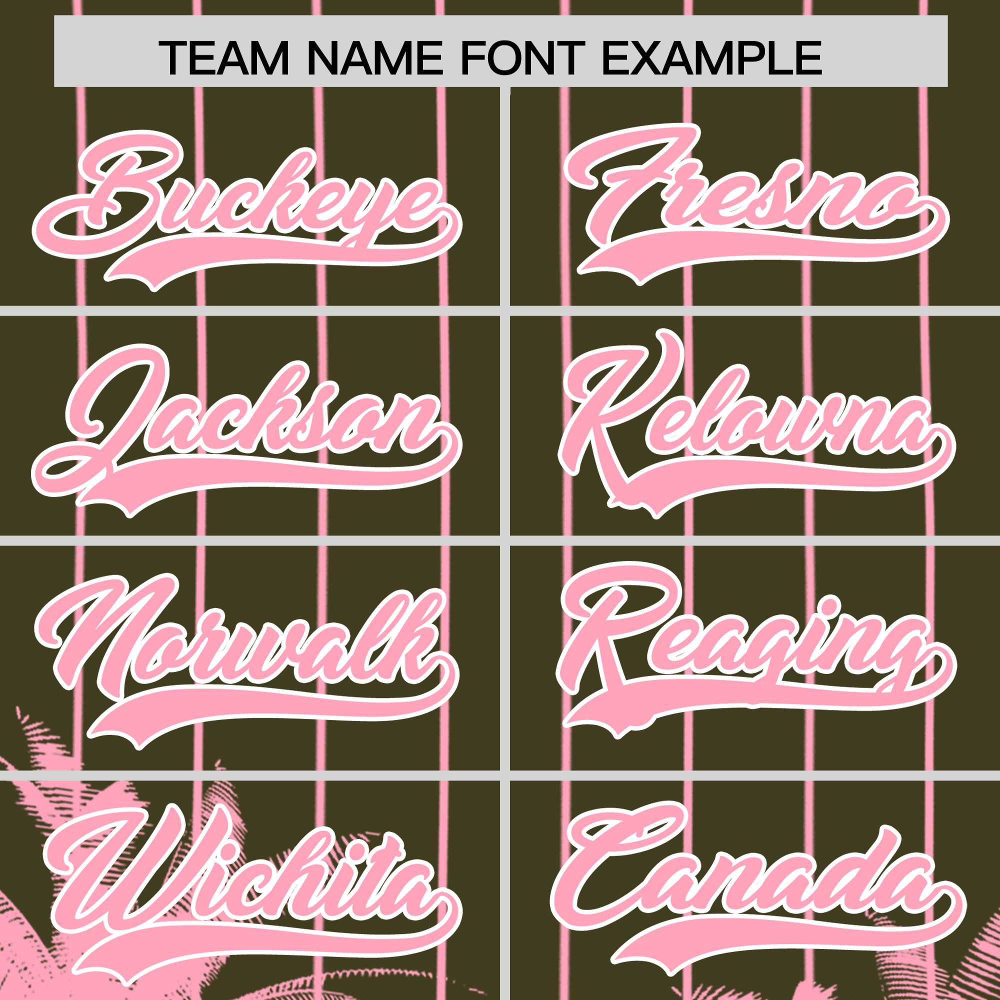 Custom Olive Light Pink Pinstripe Coconut Tree Pattern Authentic Baseball Jersey