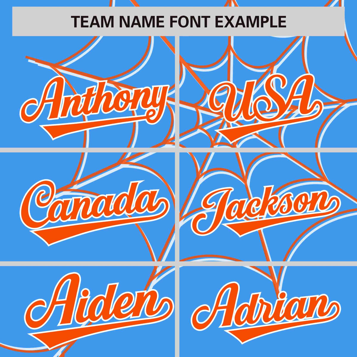 Custom Powder Blue-Orange Spider Web Pattern Raglan Sleeves Authentic Baseball Jersey