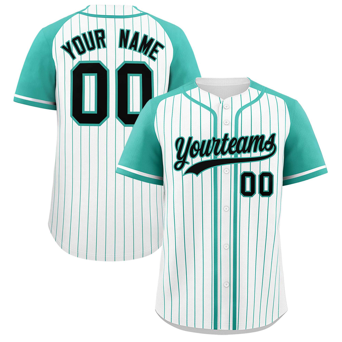 Custom White Bright Green Stripe Fashion Raglan Sleeves Authentic Baseball Jersey