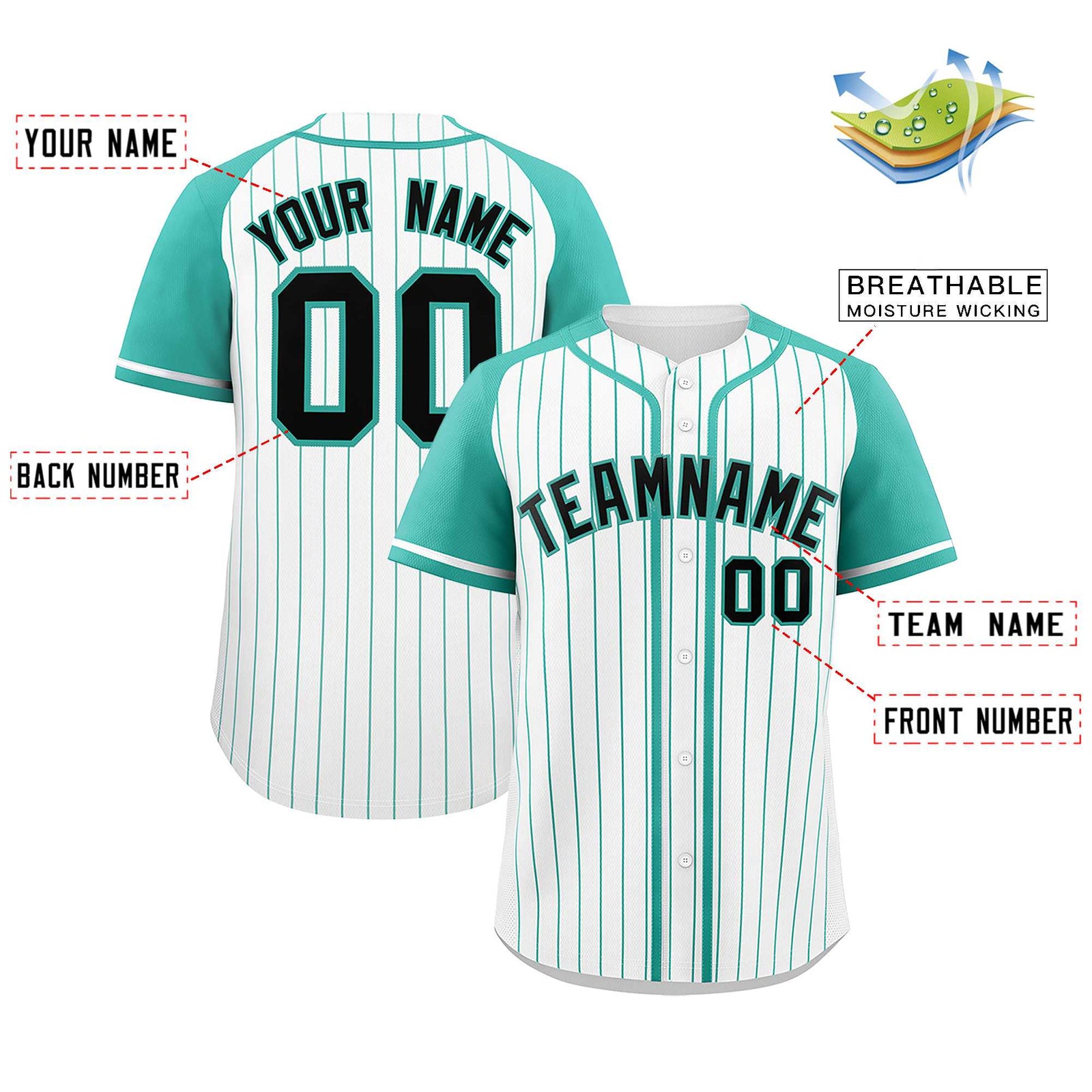 Custom White Bright Green Stripe Fashion Raglan Sleeves Authentic Baseball Jersey