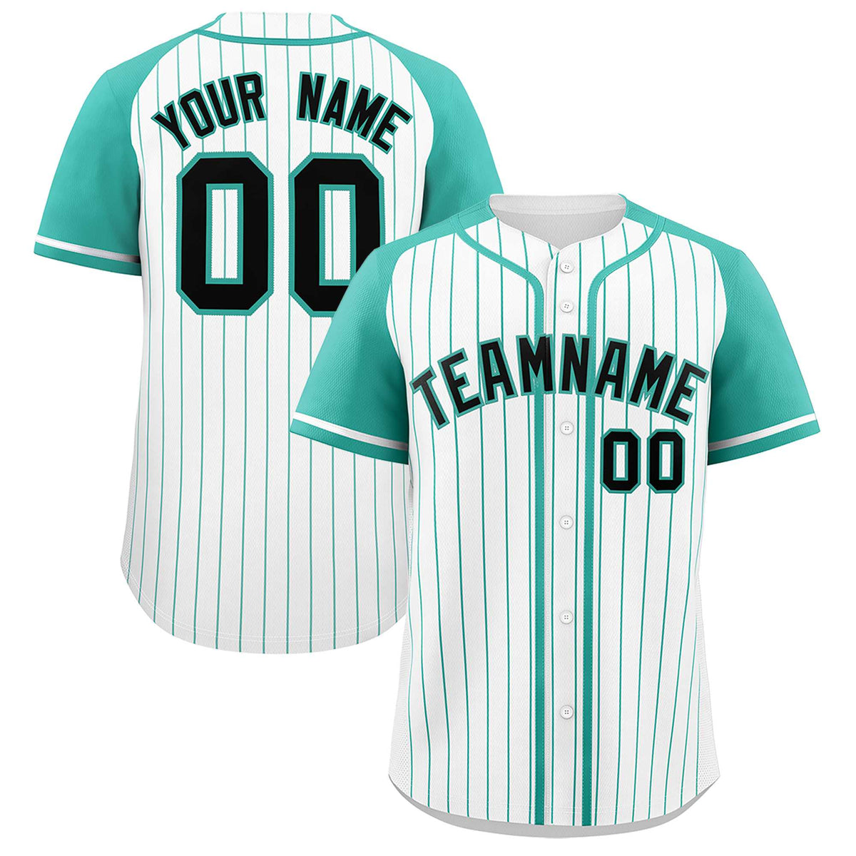 Custom White Bright Green Stripe Fashion Raglan Sleeves Authentic Baseball Jersey