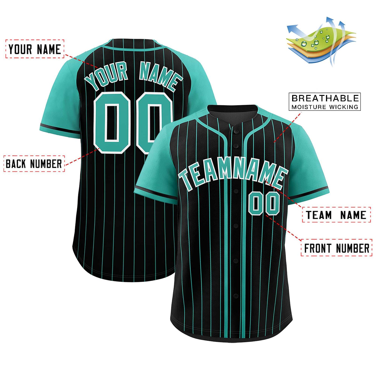 Custom Black Bright Green Stripe Fashion Raglan Sleeves Authentic Baseball Jersey