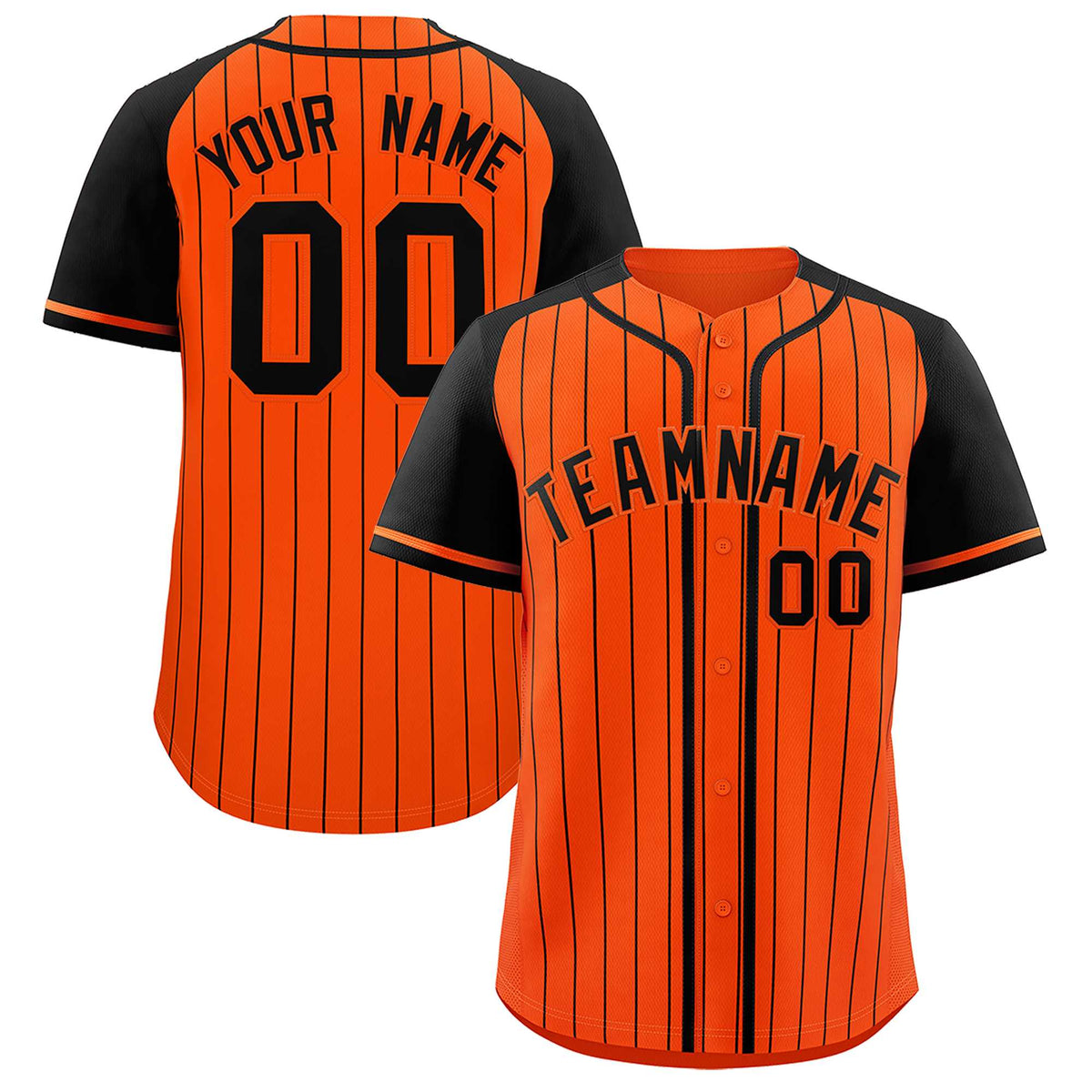 Custom Orange Black Stripe Fashion Raglan Sleeves Authentic Baseball Jersey