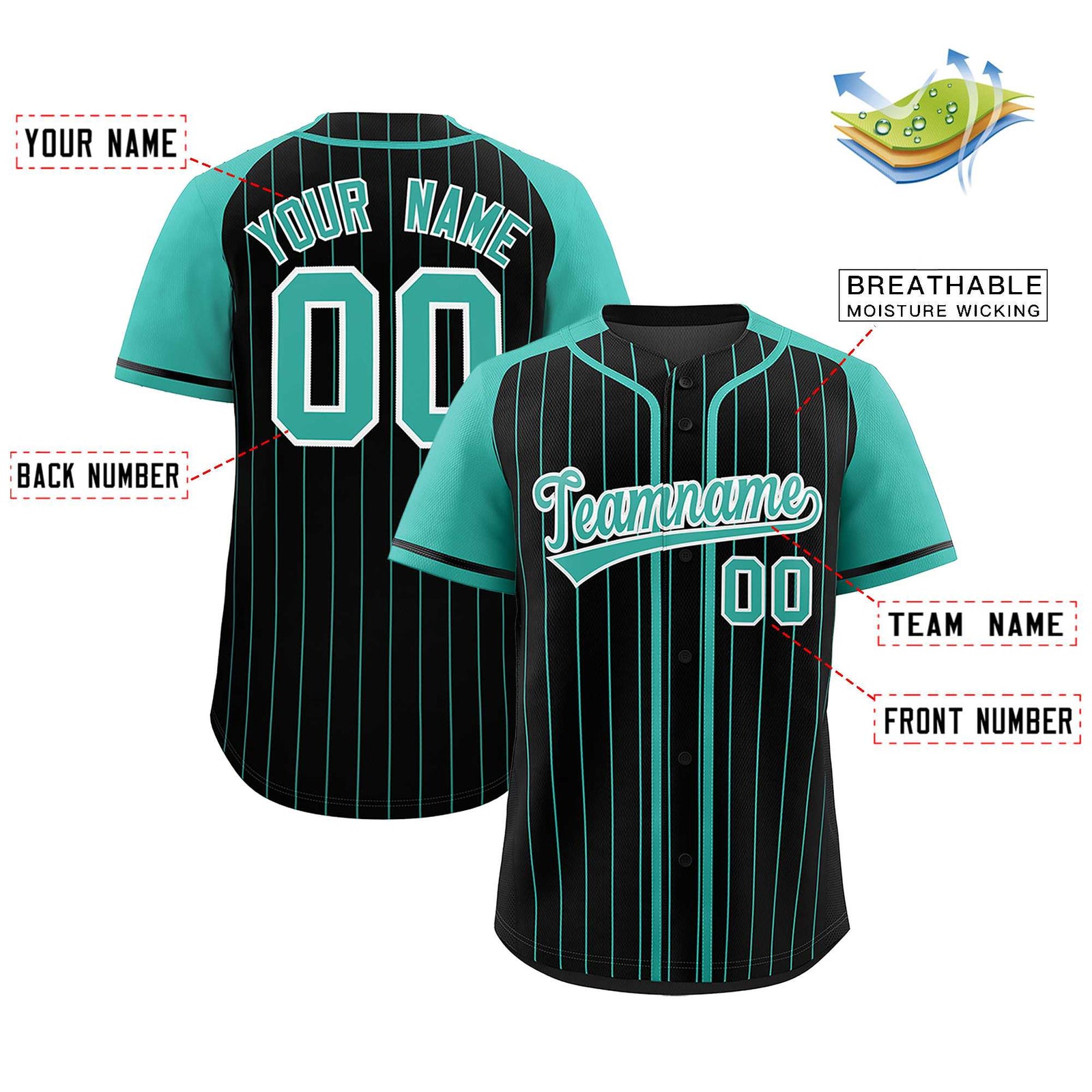 Custom Black Bright Green Stripe Fashion Raglan Sleeves Authentic Baseball Jersey