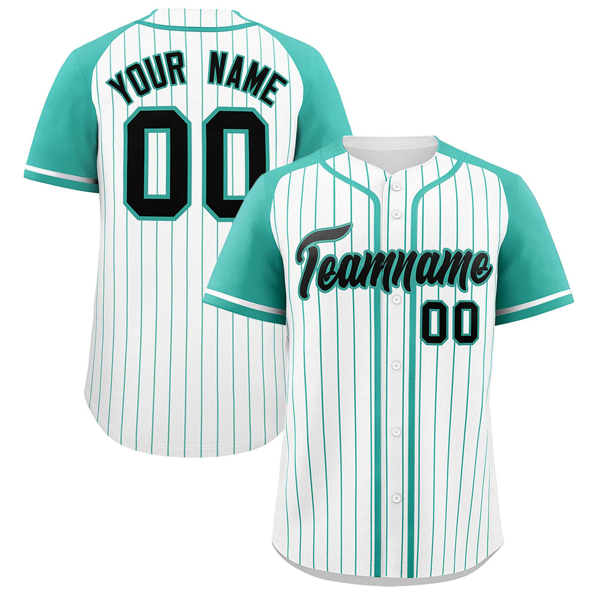 Custom White Bright Green Stripe Fashion Raglan Sleeves Authentic Baseball Jersey
