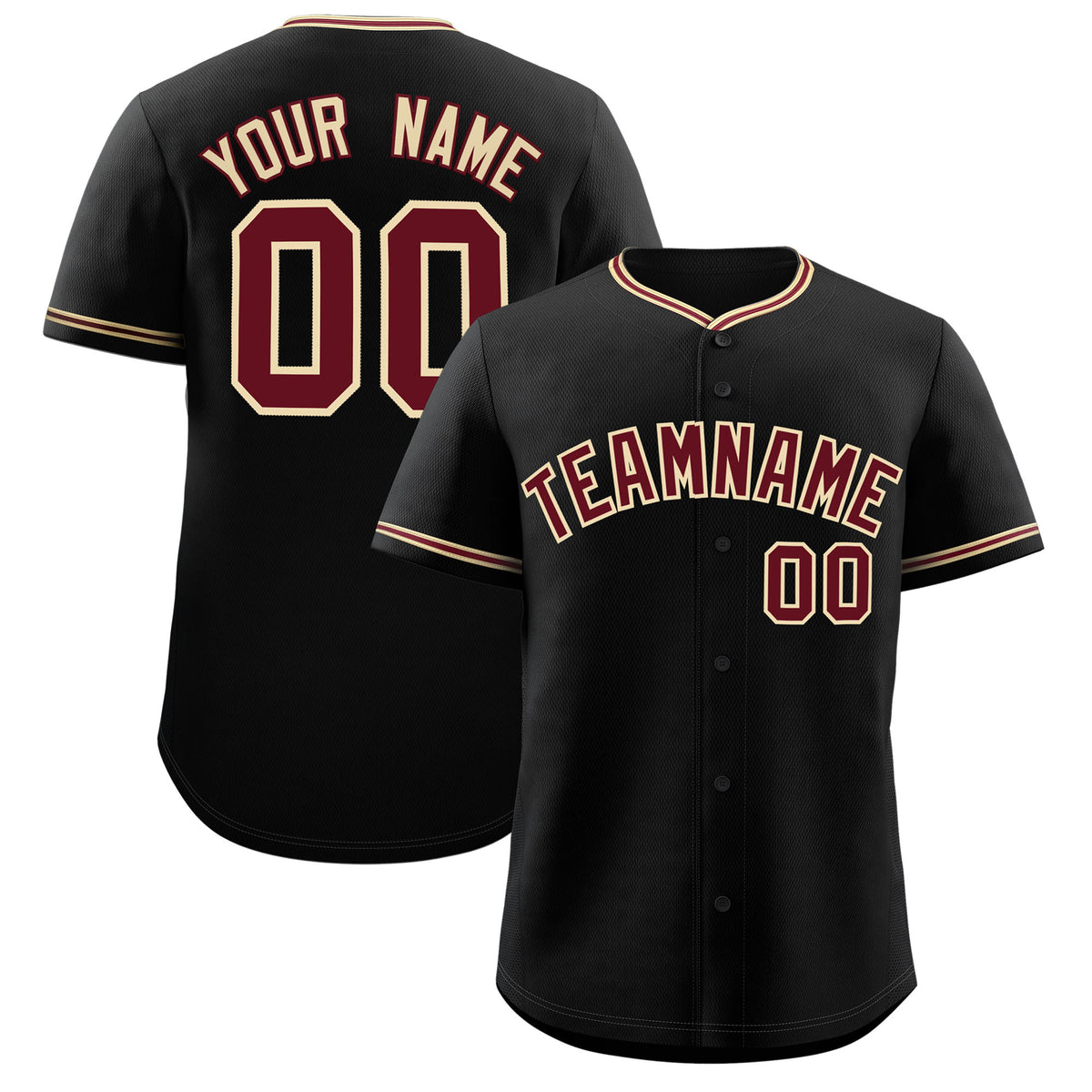 Custom Black Crimson-Khaki Classic Personalized Baseball Sports Uniform