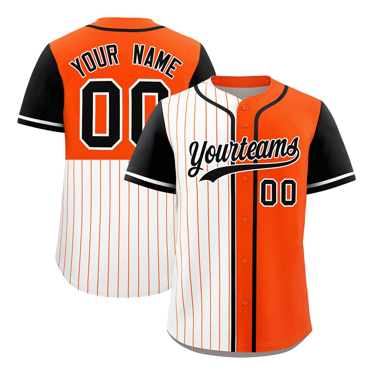 Custom White Orange and Black Pinstripe Personalized Raglan Sleeves Authentic Baseball Jersey