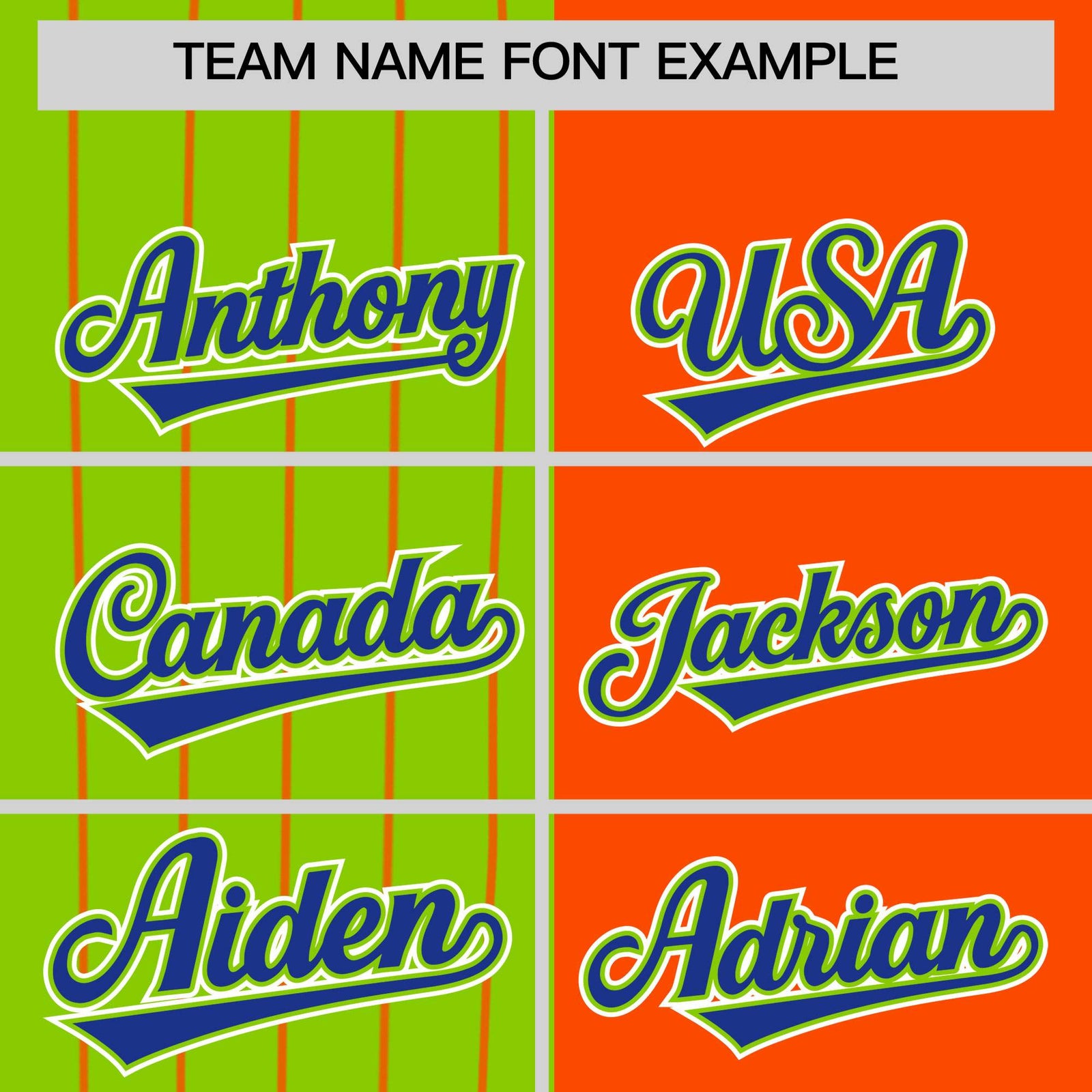 Custom Neon Green Orange and Royal Pinstripe Personalized Raglan Sleeves Authentic Baseball Jersey