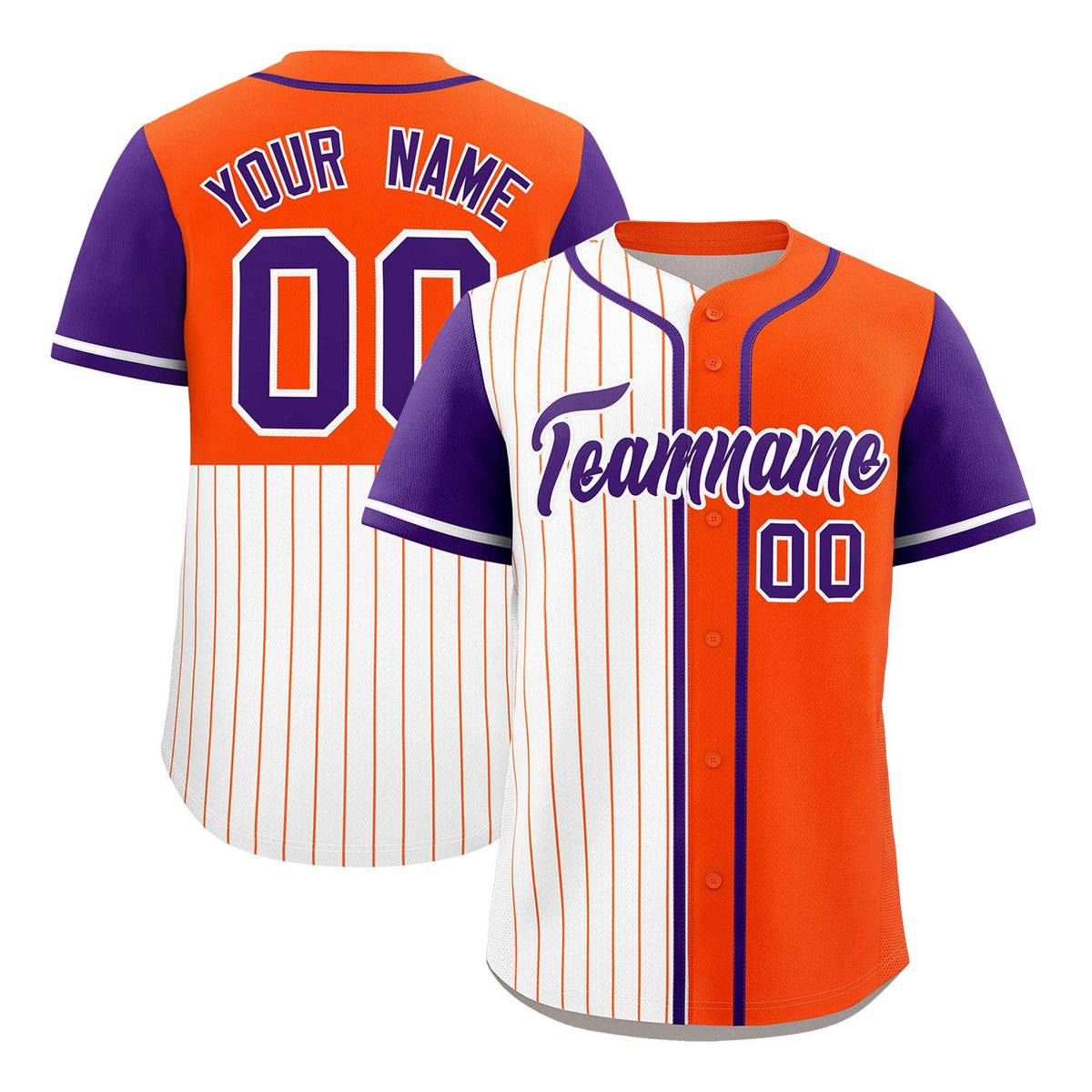 Custom White Orange and Purple Pinstripe Personalized Raglan Sleeves Authentic Baseball Jersey