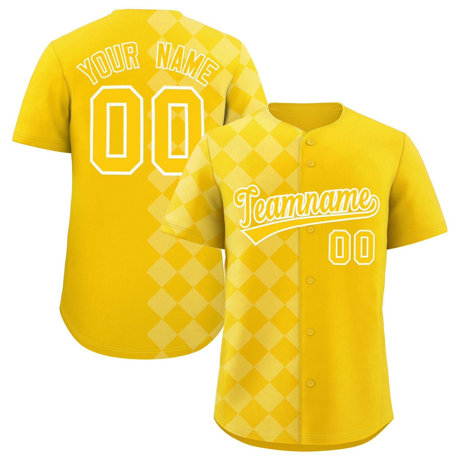 Custom Gold Rhombus Design Authentic Baseball Jersey