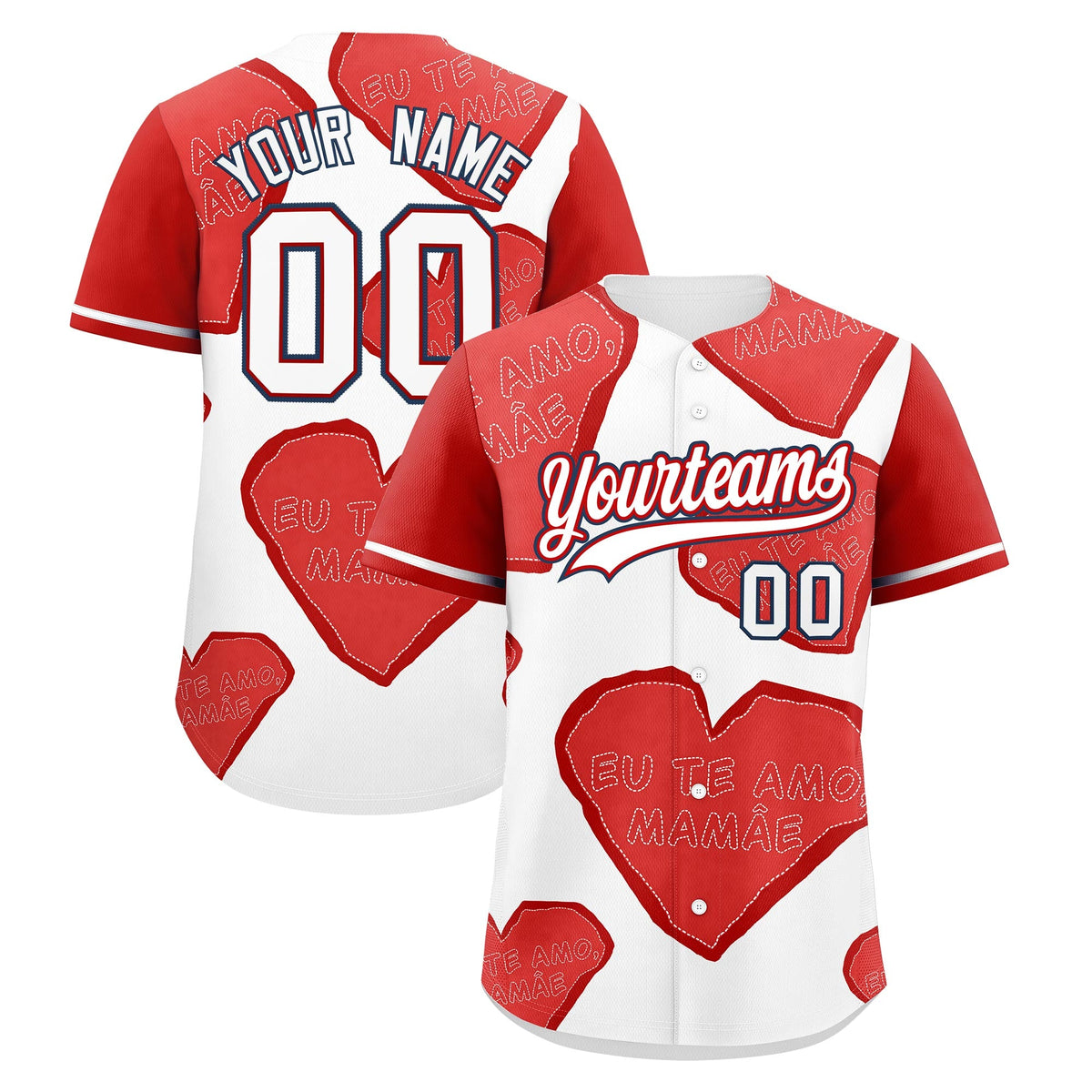 Custom White Red Mother's Day Style Graffiti Pattern Quick Dry Baseball Jersey| KXKSHOP