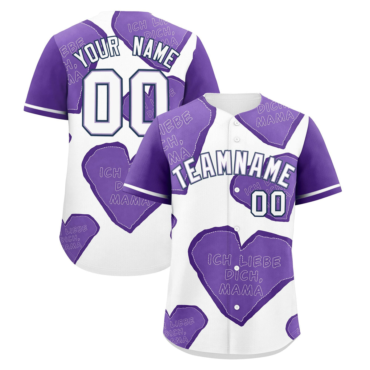 Custom White Light Purple Mother's Day Style Graffiti Pattern Stretch Fabric Baseball Jersey| KXKSHOP