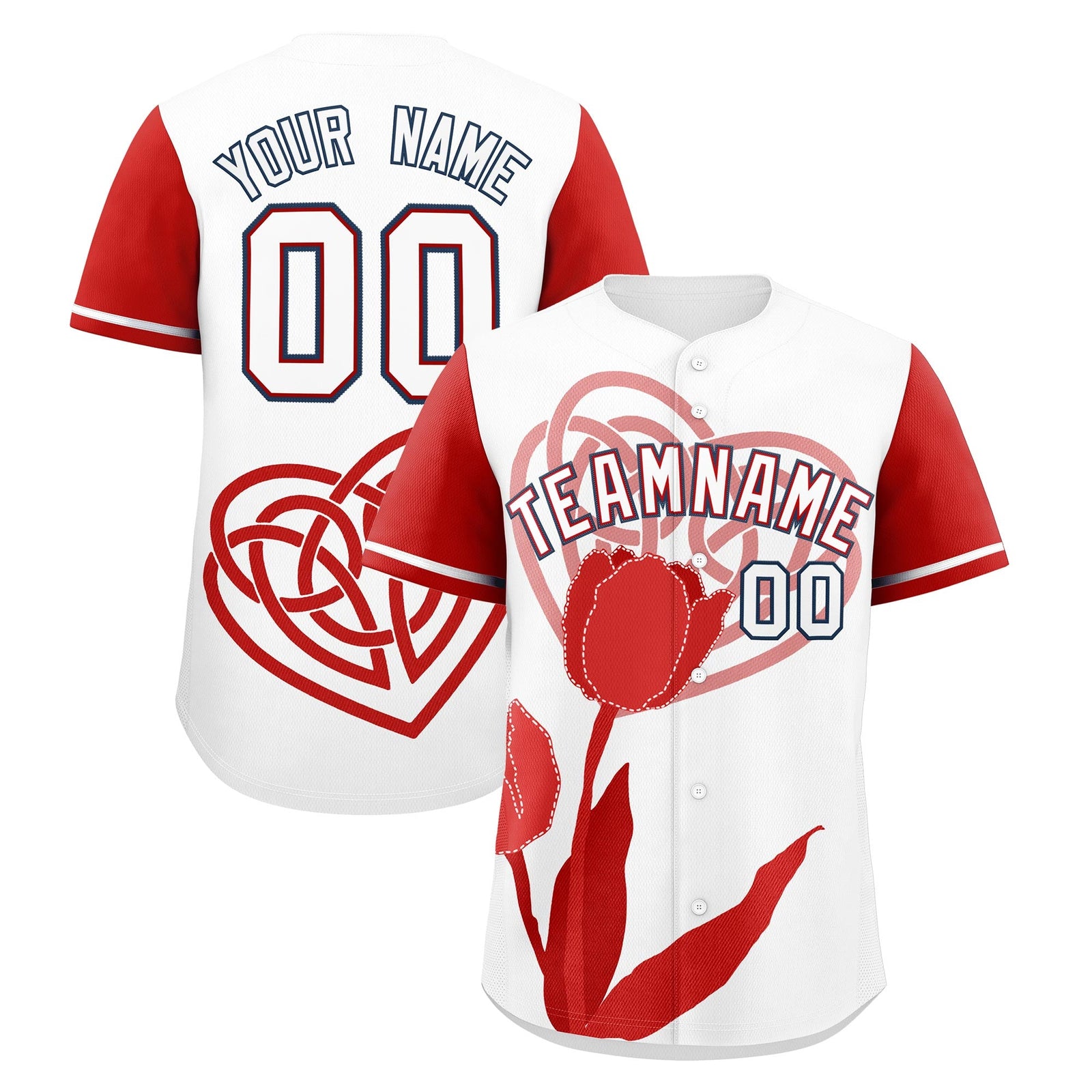 Custom White Red Mother's Day Style Graffiti Pattern Stretch Fabric Baseball Jersey| KXKSHOP