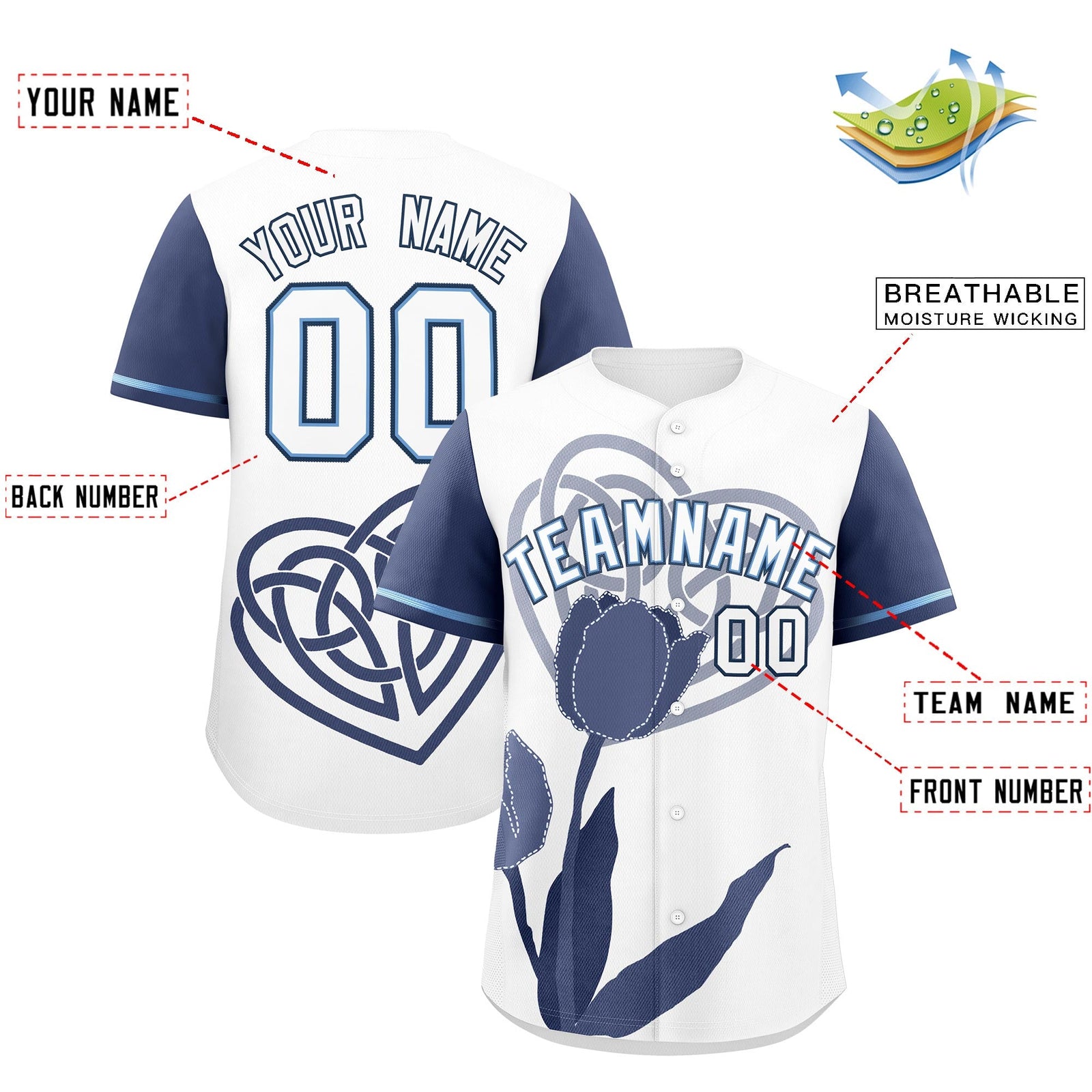 Custom White Powder Blue Mother's Day Style Graffiti Pattern Moisture-Wicking Baseball Jersey| KXKSHOP