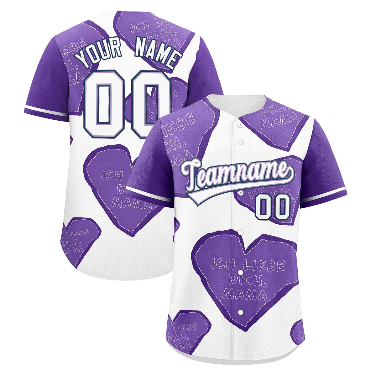 Custom White Light Purple Mother's Day Style Graffiti Pattern Stretch Fabric Baseball Jersey| KXKSHOP