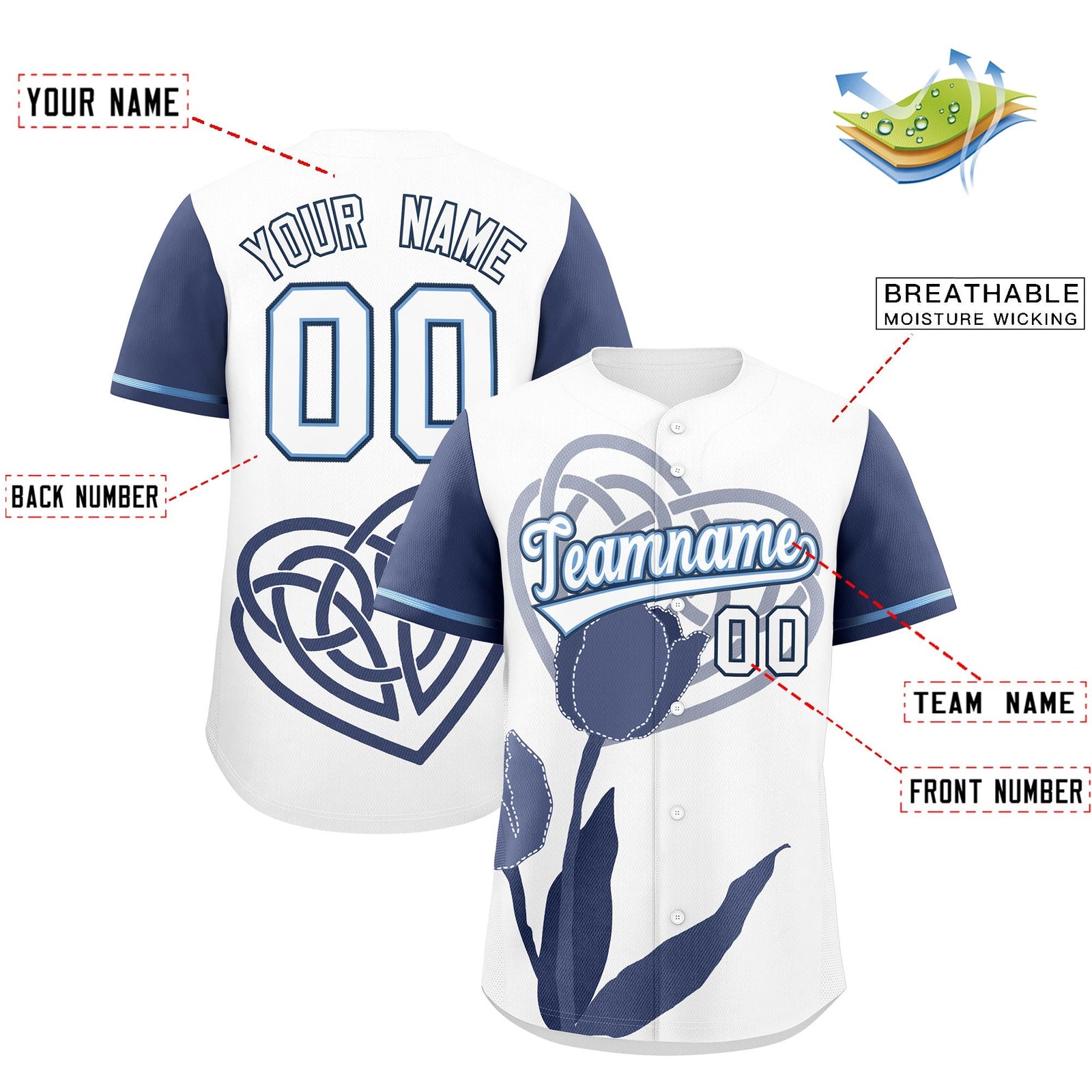 Custom White Powder Blue Mother's Day Style Graffiti Pattern Moisture-Wicking Baseball Jersey| KXKSHOP