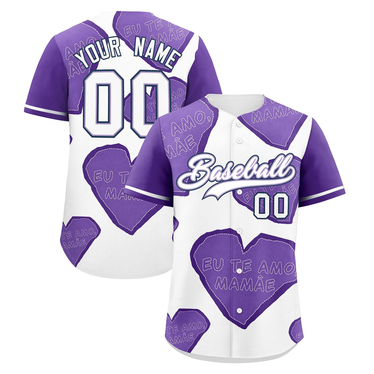 Custom White Light Purple Mother's Day Style Graffiti Pattern Quick Dry Baseball Jersey| KXKSHOP