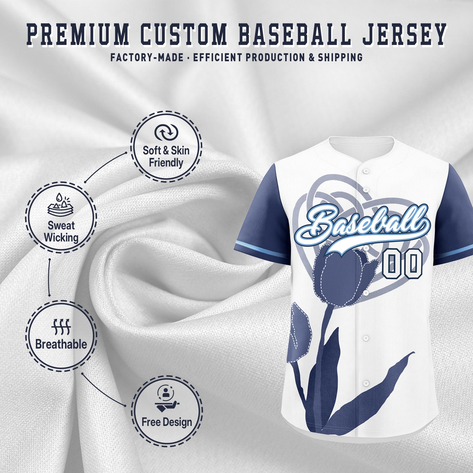 Custom White Powder Blue Mother's Day Style Graffiti Pattern Moisture-Wicking Baseball Jersey| KXKSHOP