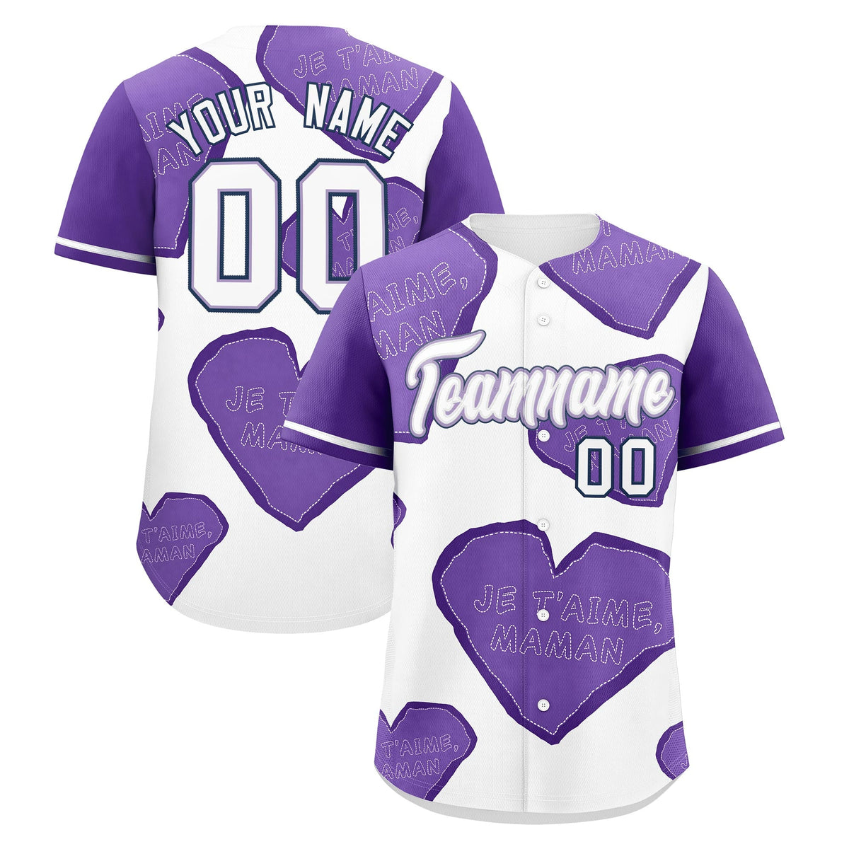 Custom White Light Purple Mother's Day Style Graffiti Pattern Moisture-Wicking Baseball Jersey| KXKSHOP