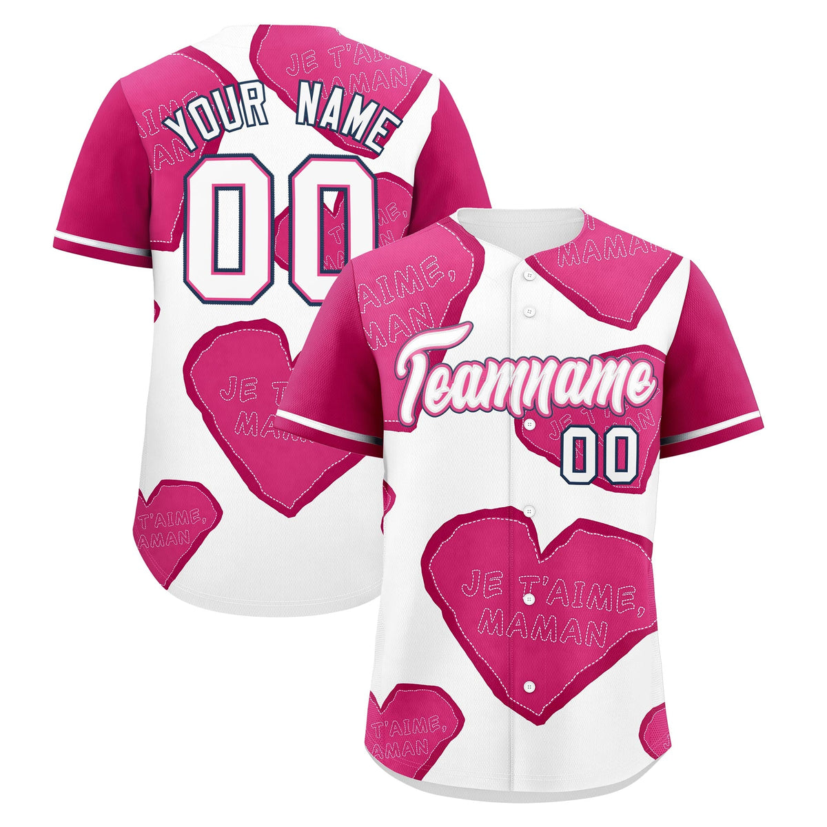Custom White Pink Mother's Day Style Graffiti Pattern Moisture-Wicking Baseball Jersey| KXKSHOP