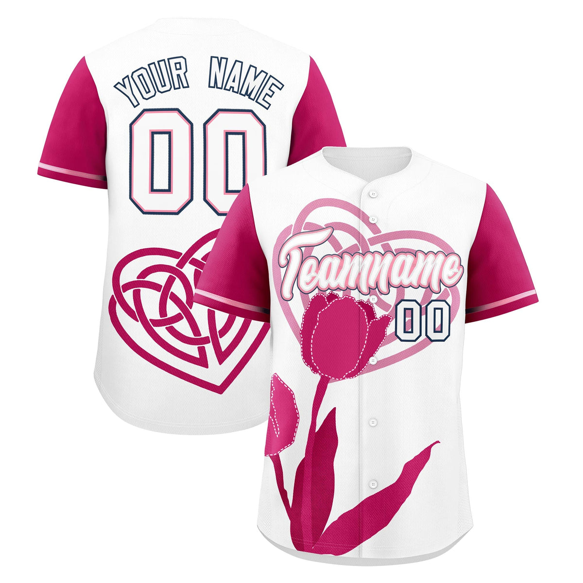 Custom White Light Pink Mother's Day Style Graffiti Pattern Stretch Fabric Baseball Jersey| KXKSHOP