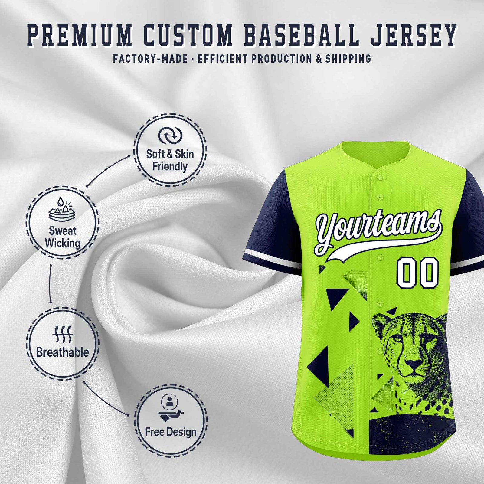 Custom Navy Neon Green Raptor Series Raglan Sleeves Casual Sports Baseball Jersey