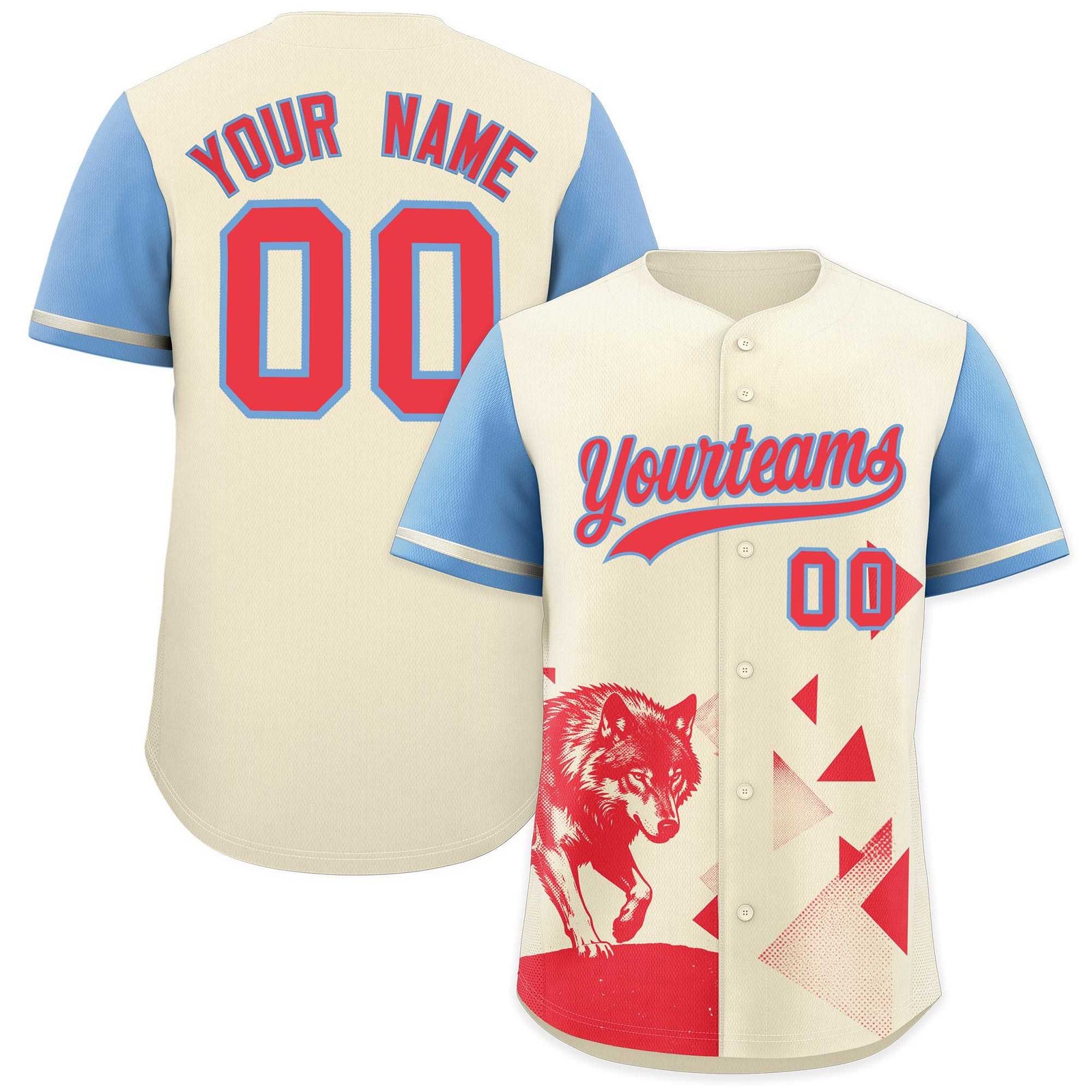 Custom Powder Blue Light Khaki Raptor Series Raglan Sleeves Casual Sports Baseball Jersey