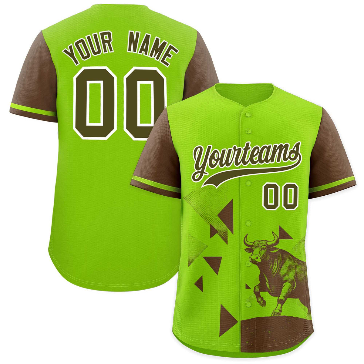 Custom Light Brown Neon Green Raptor Series Raglan Sleeves Hip Hop Baseball Jersey